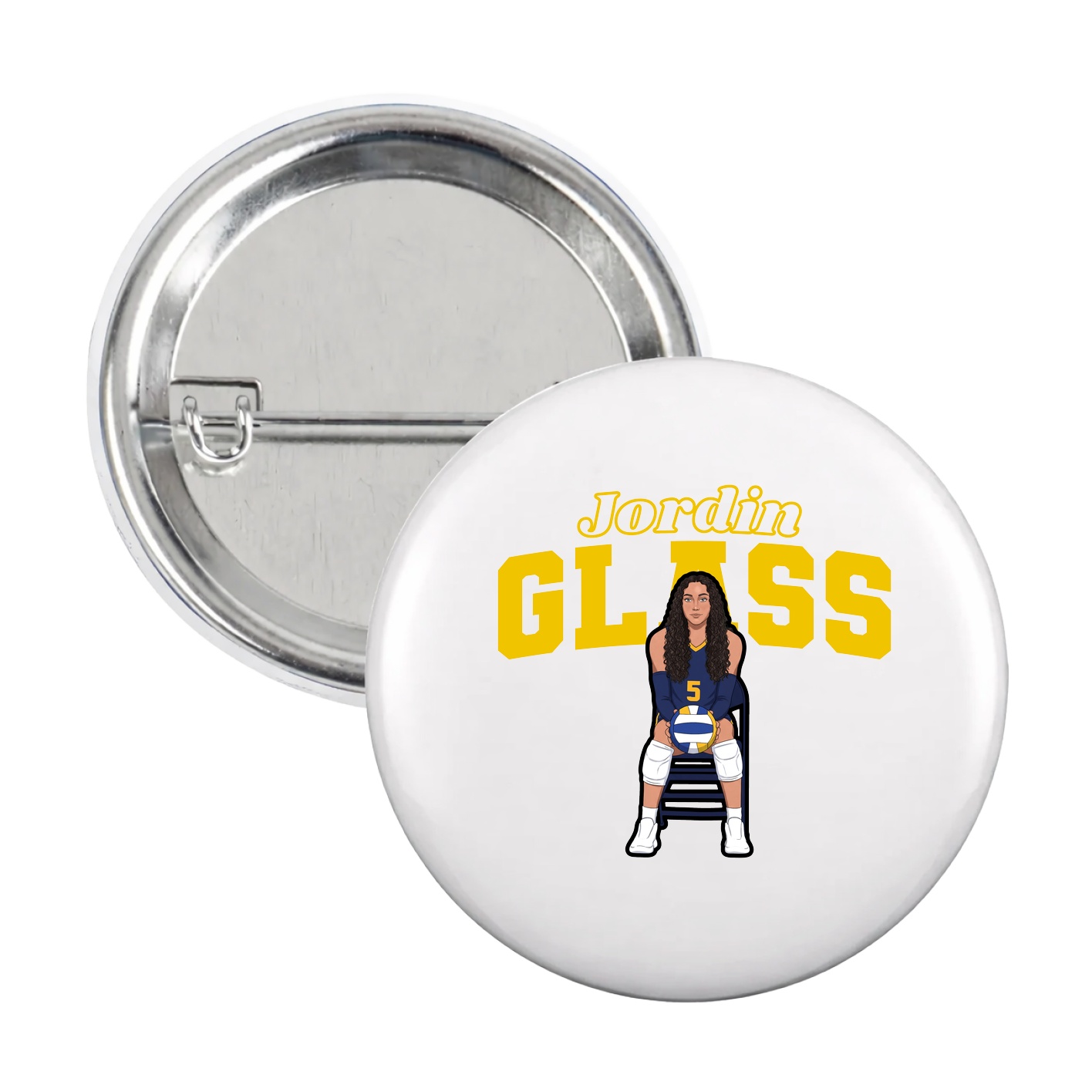 Game Day Button — Name Arch in White