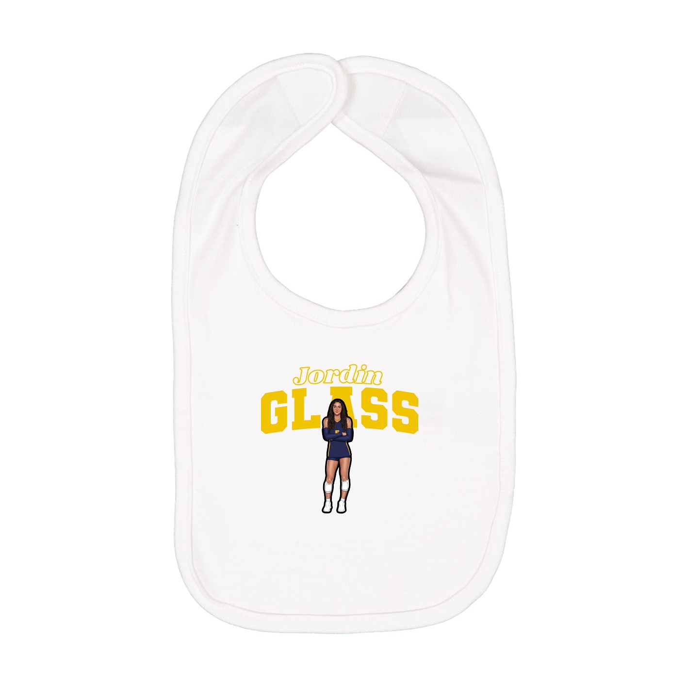 Infant Bib — Name Arch in White