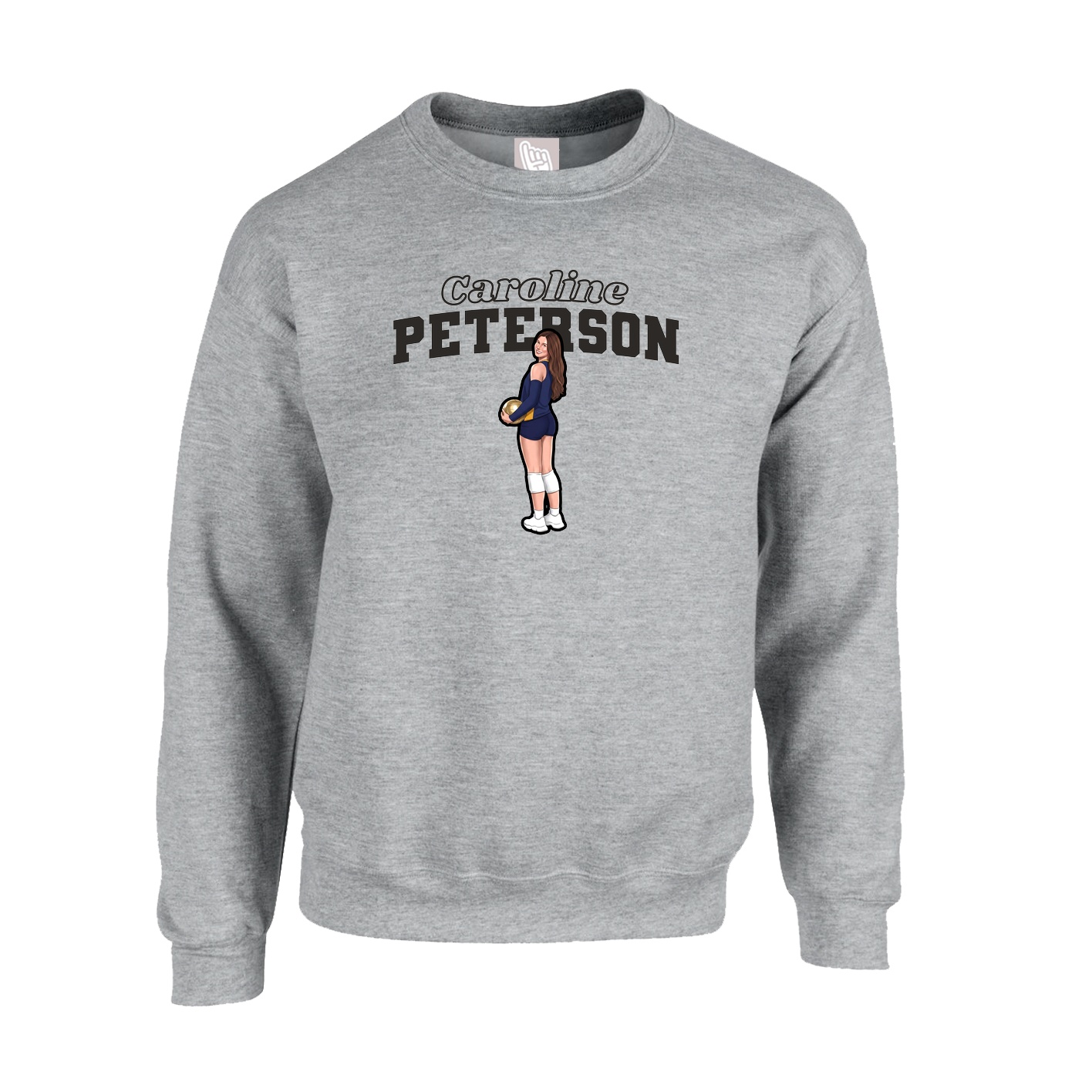 Fleece Crew — Name Arch in Grey