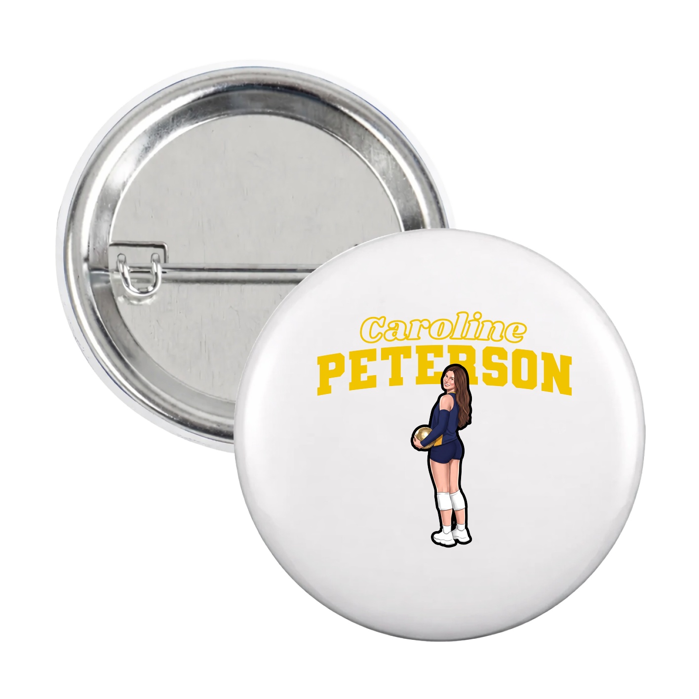 Game Day Button — Name Arch in White