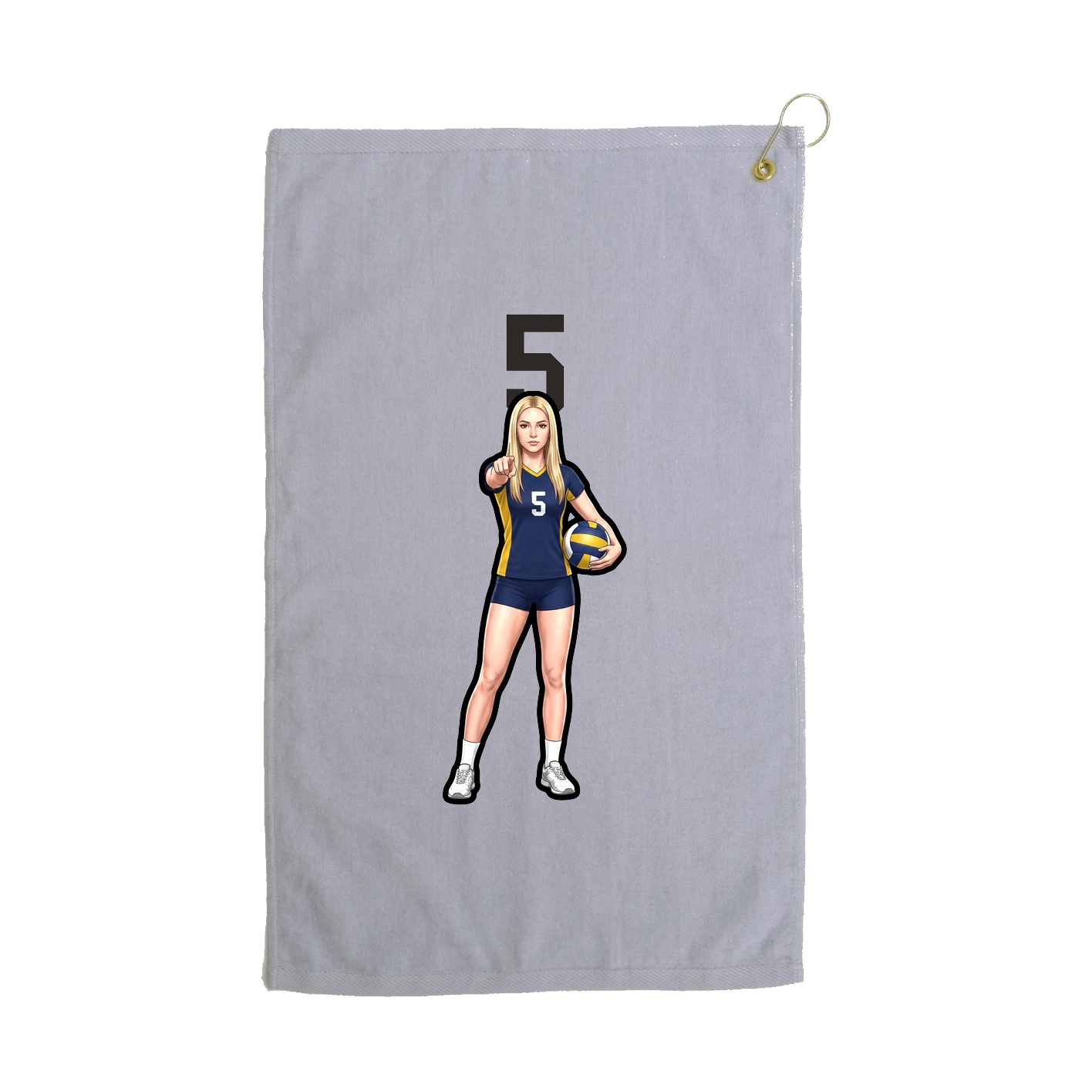 Golf Towel — Number Top in Grey