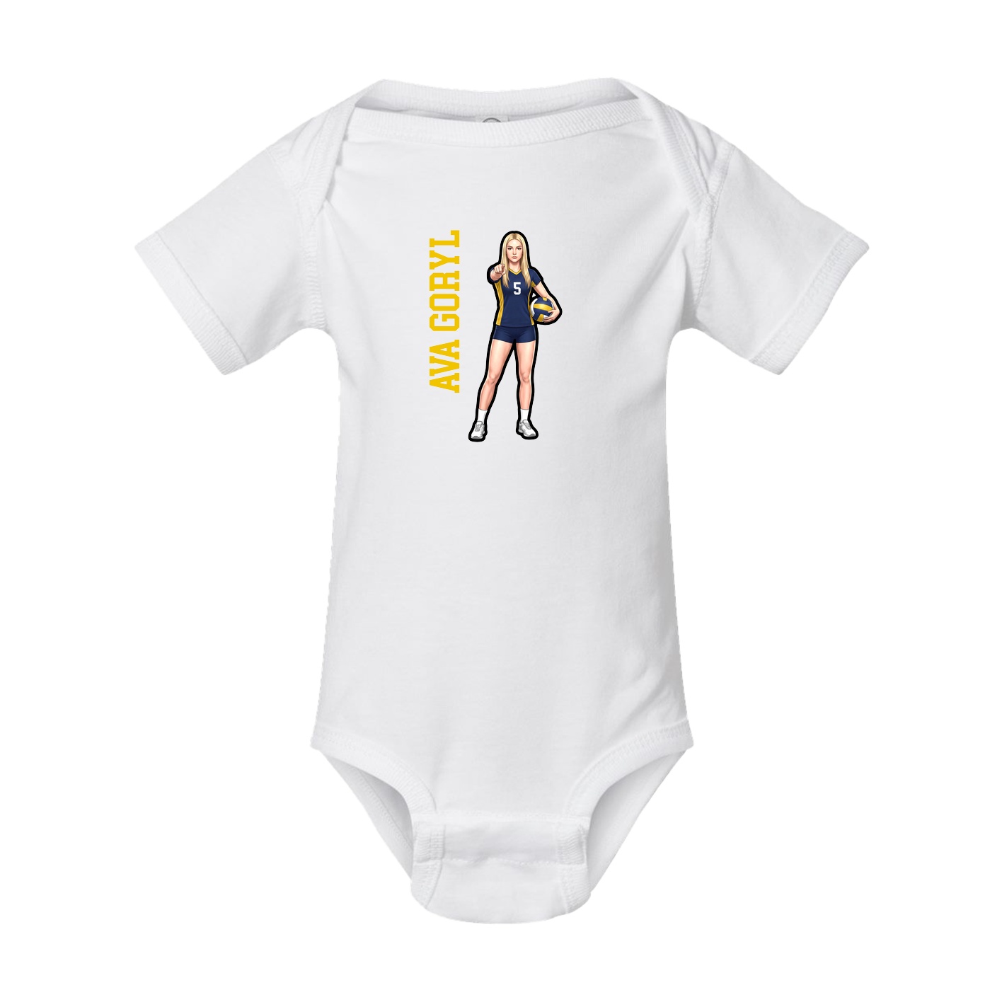 Baby Onesie — Name Vertical in White
