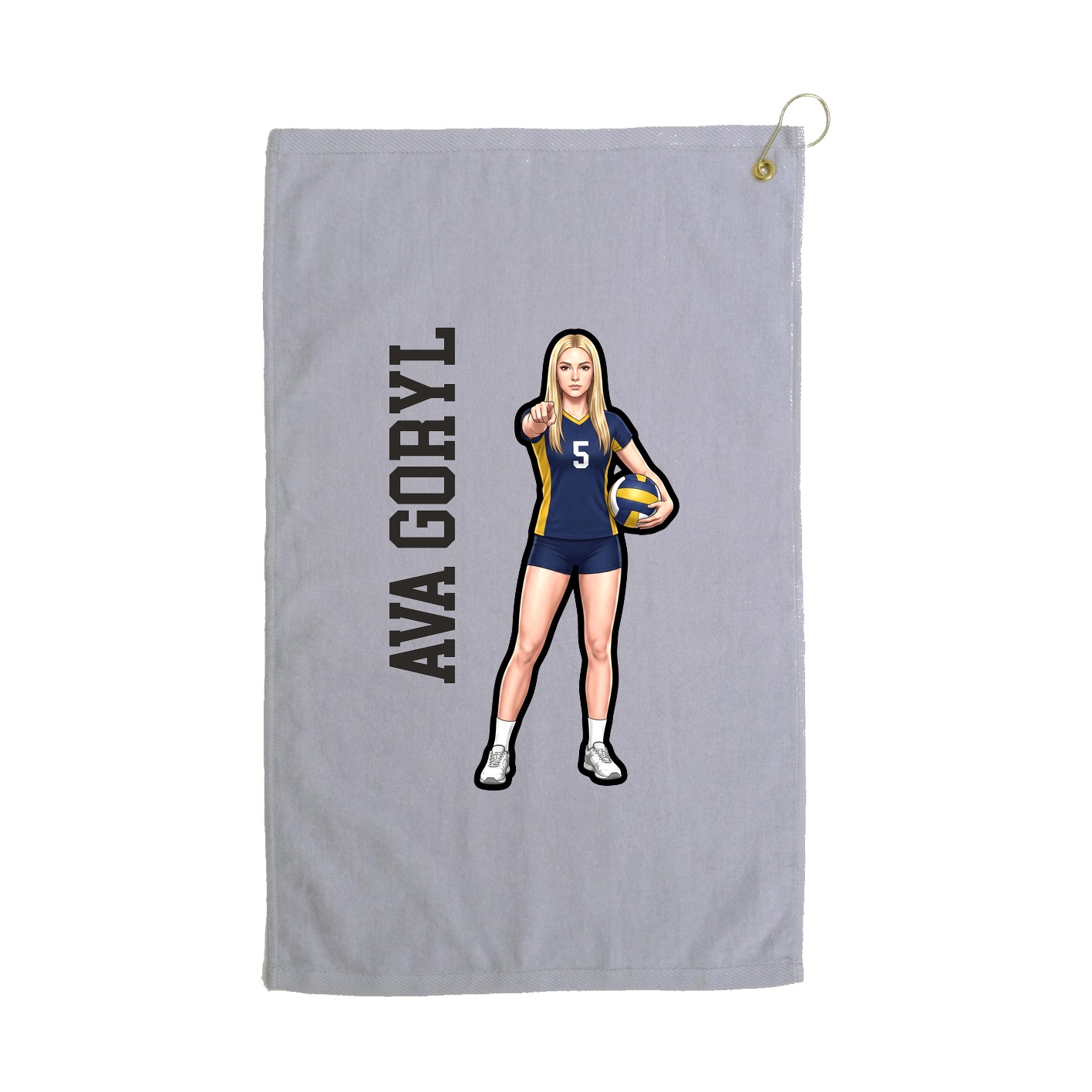 Golf Towel — Name Vertical in Grey