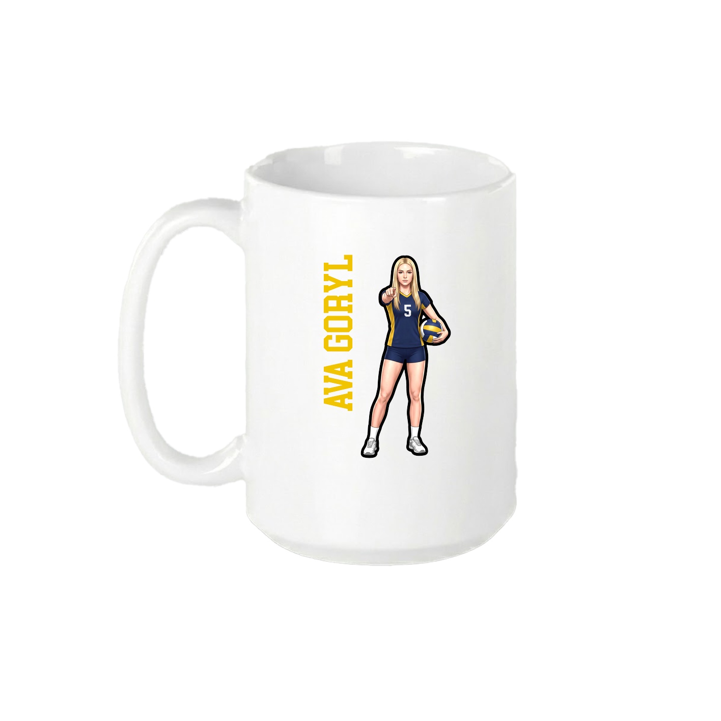15oz Coffee Mug — Name Vertical in White