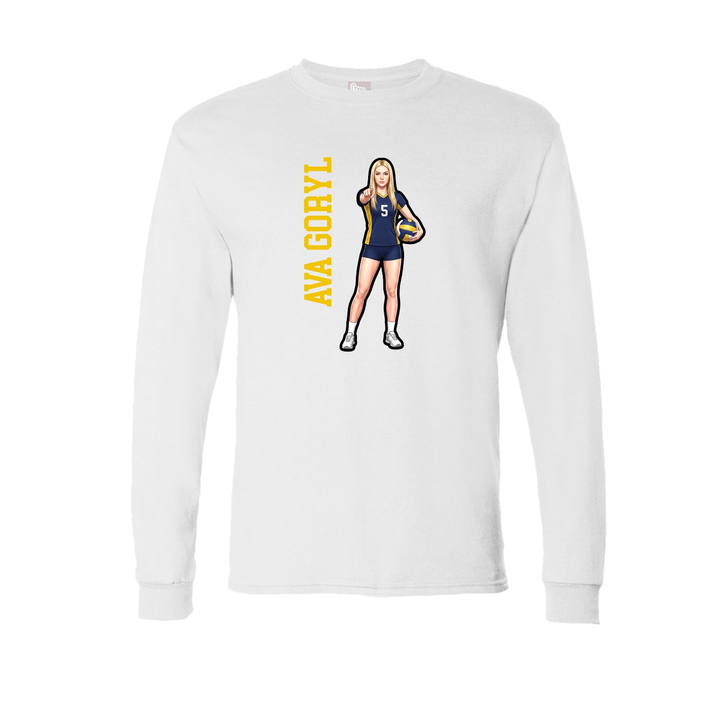 Long Sleeve Tee — Name Vertical in White
