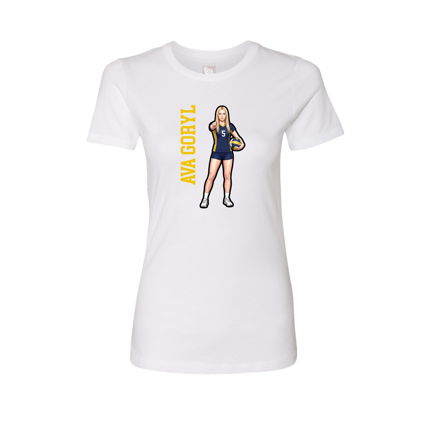 Fitted Women's Tee — Name Vertical in White