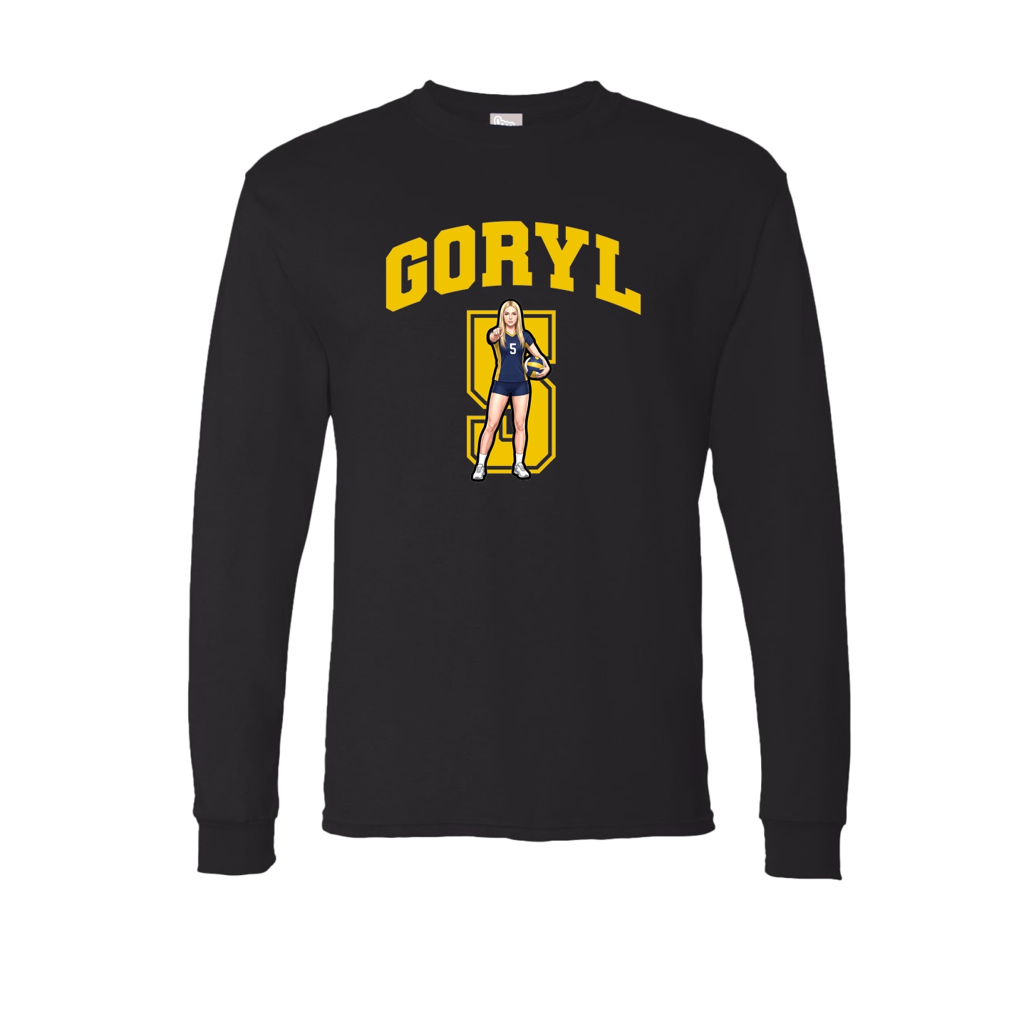 Long Sleeve Tee — Number in Black