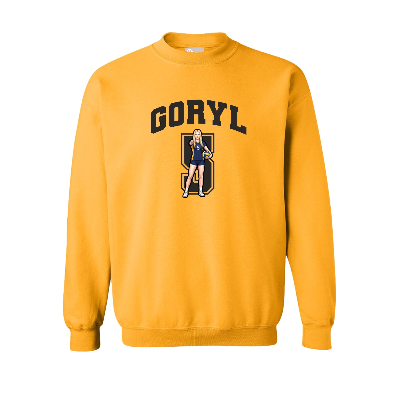 Fleece Crew — Number in Gold