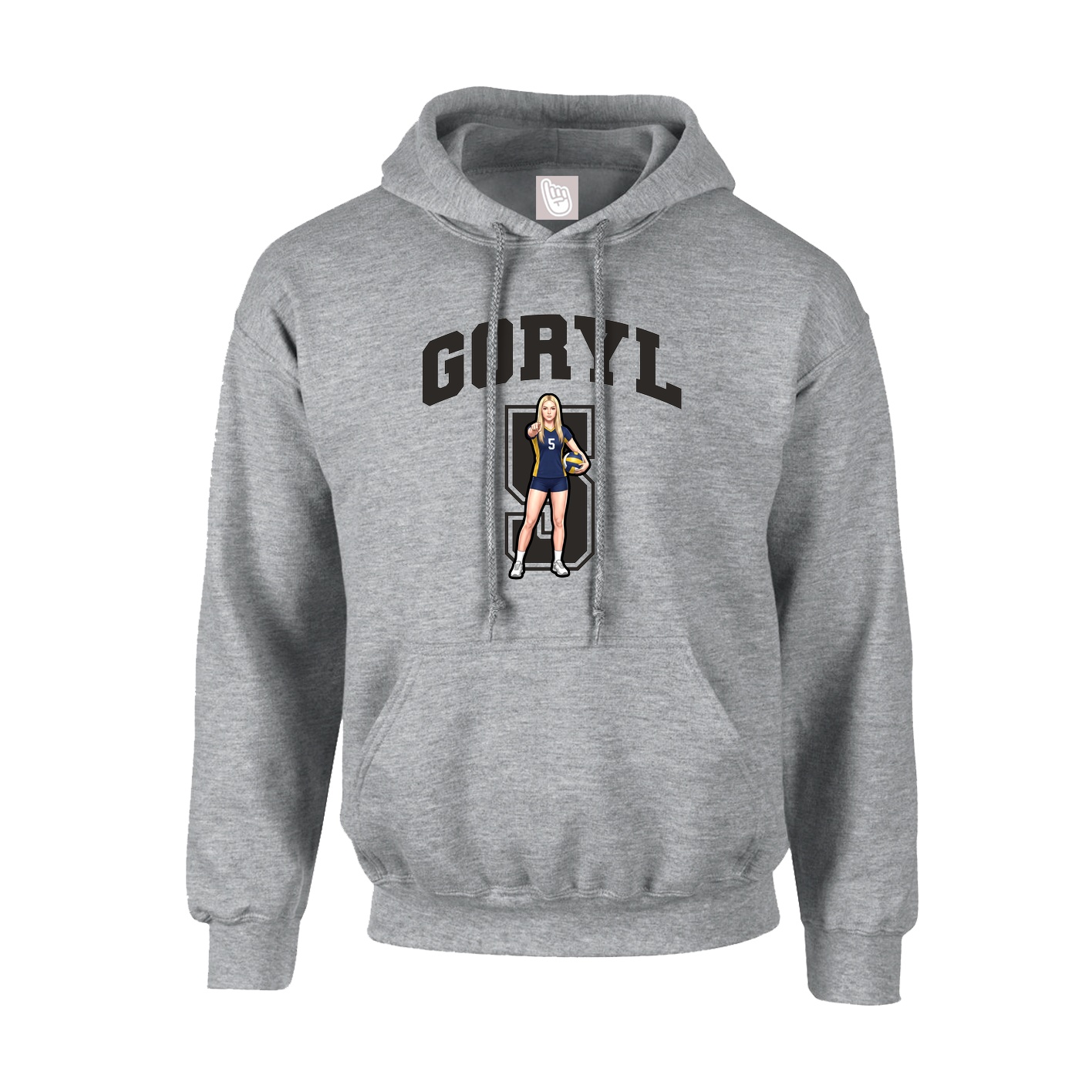 Youth Hoodie — Number in Grey