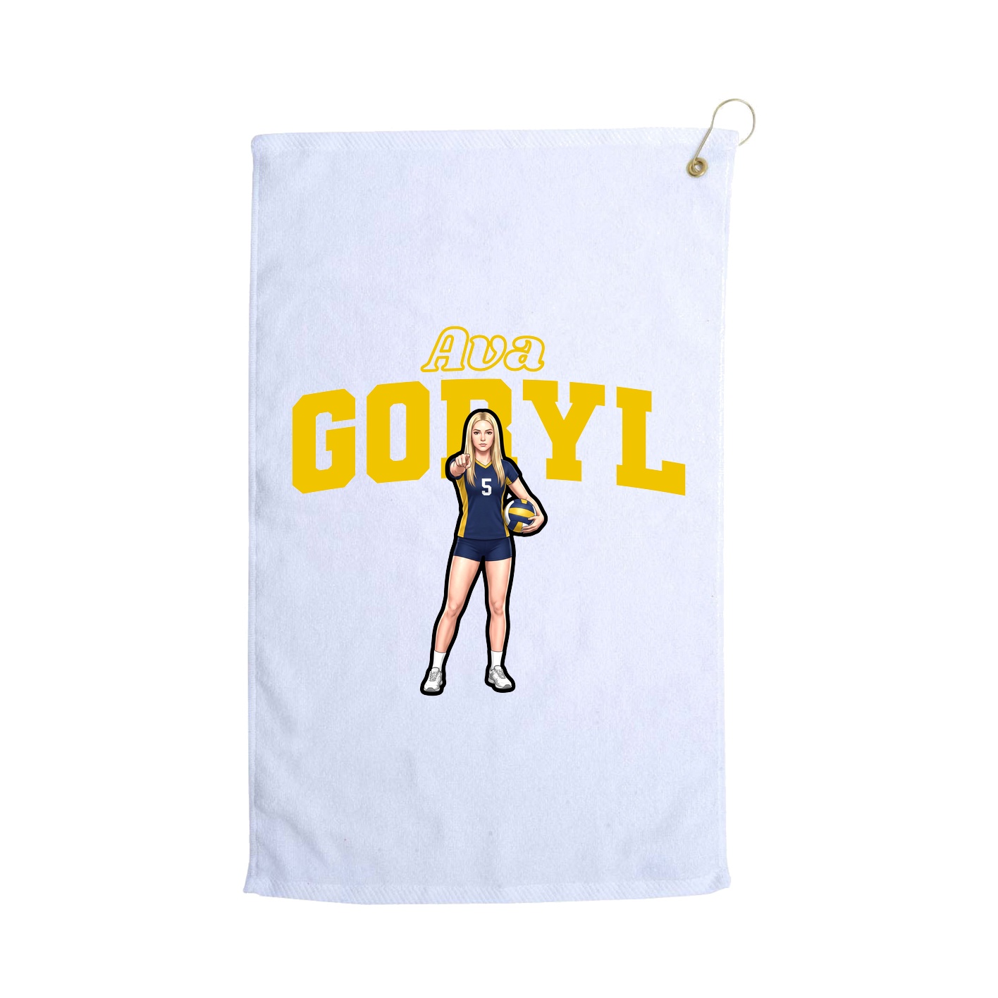 Golf Towel — Name Arch in White