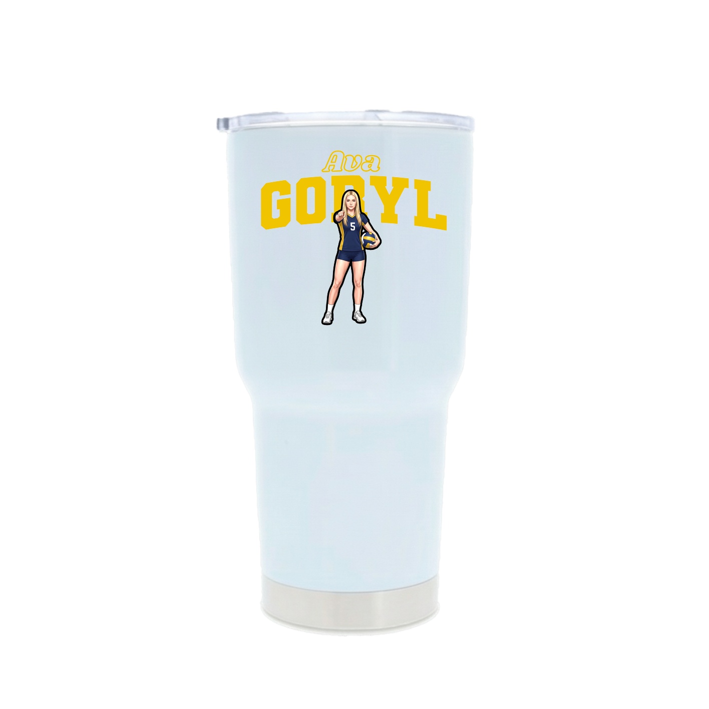 30oz Stainless Steel Tumbler — Name Arch in White