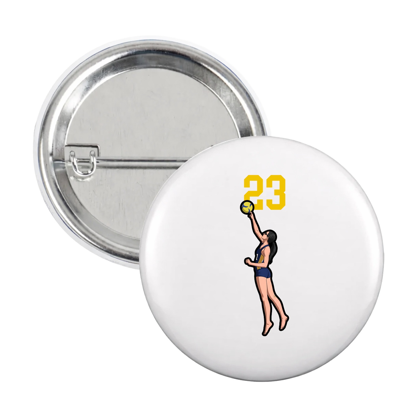Game Day Button — Number Top in White