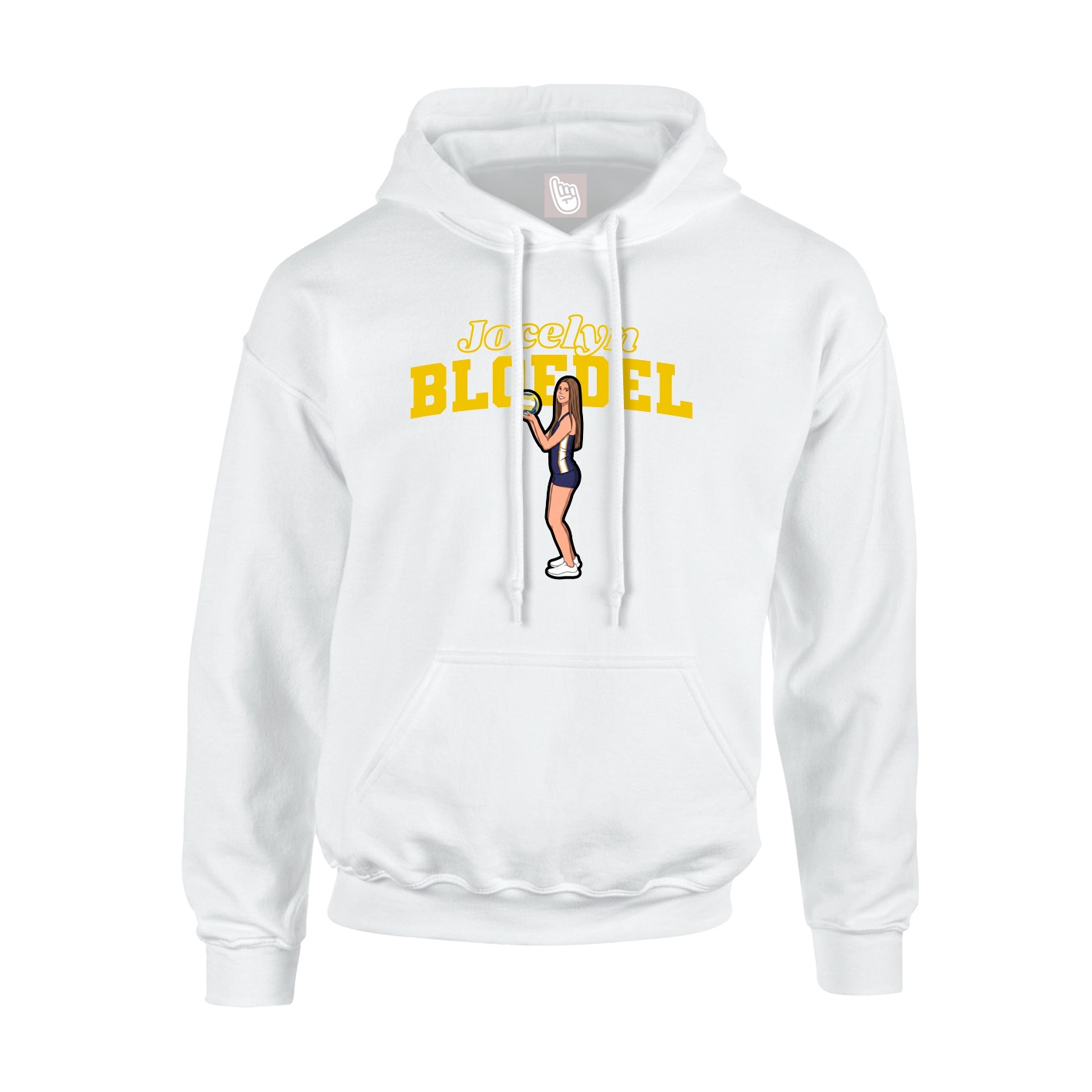 Youth Hoodie — Name Arch in White