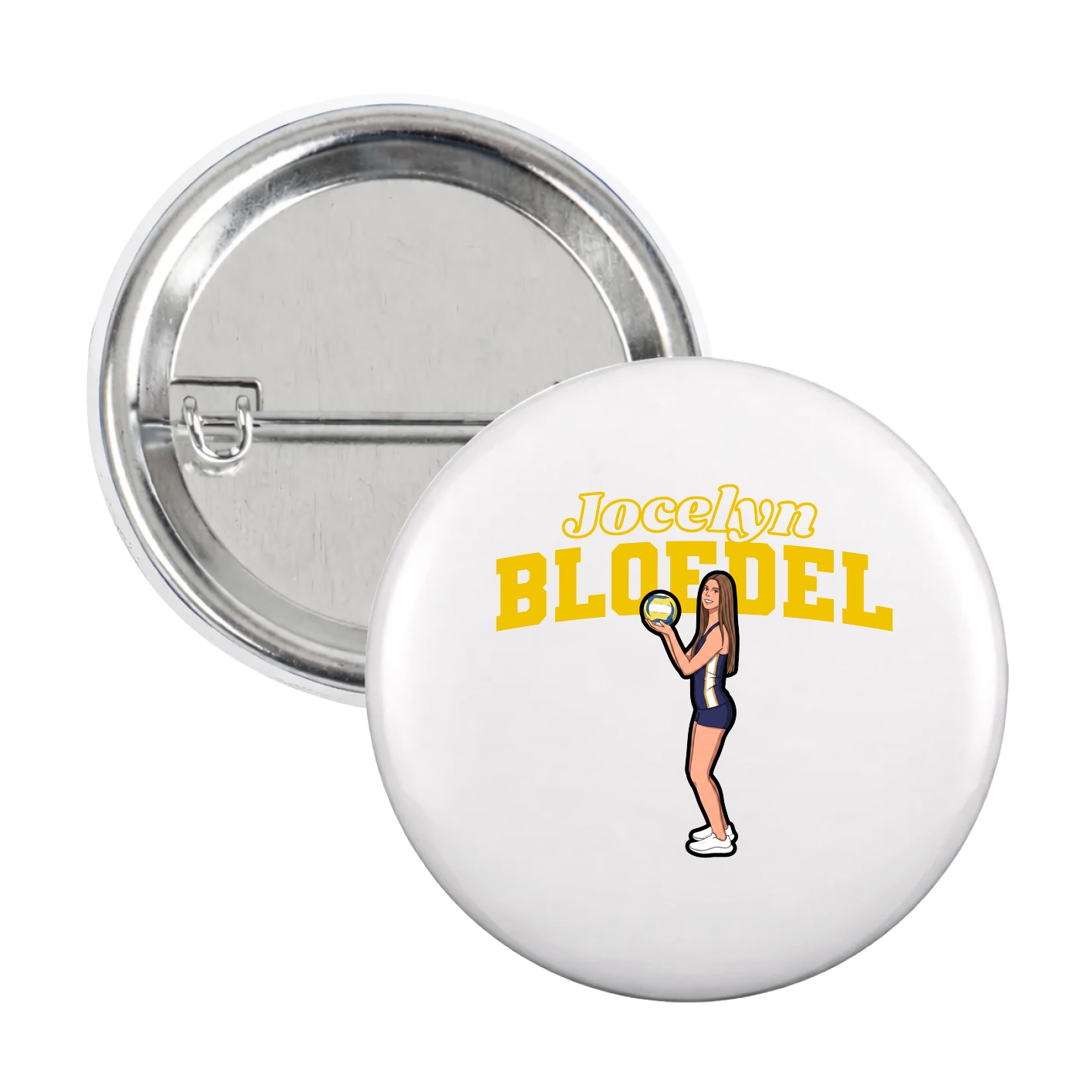 Game Day Button — Name Arch in White