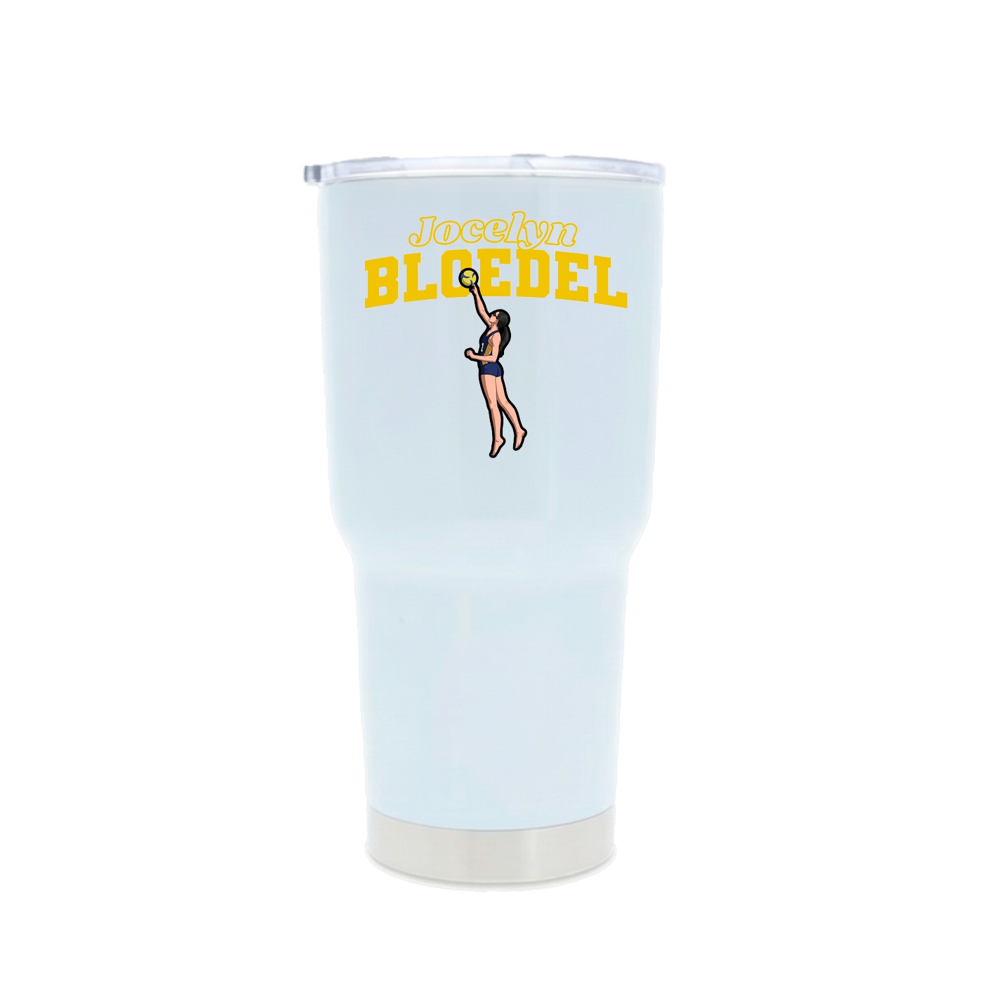 30oz Stainless Steel Tumbler — Name Arch in White