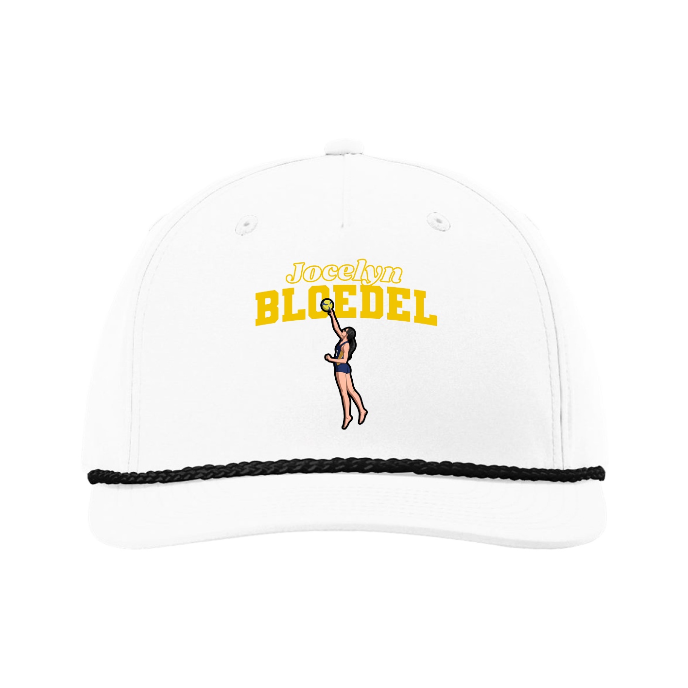 Five-Panel Classic Rope Cap — Name Arch in White