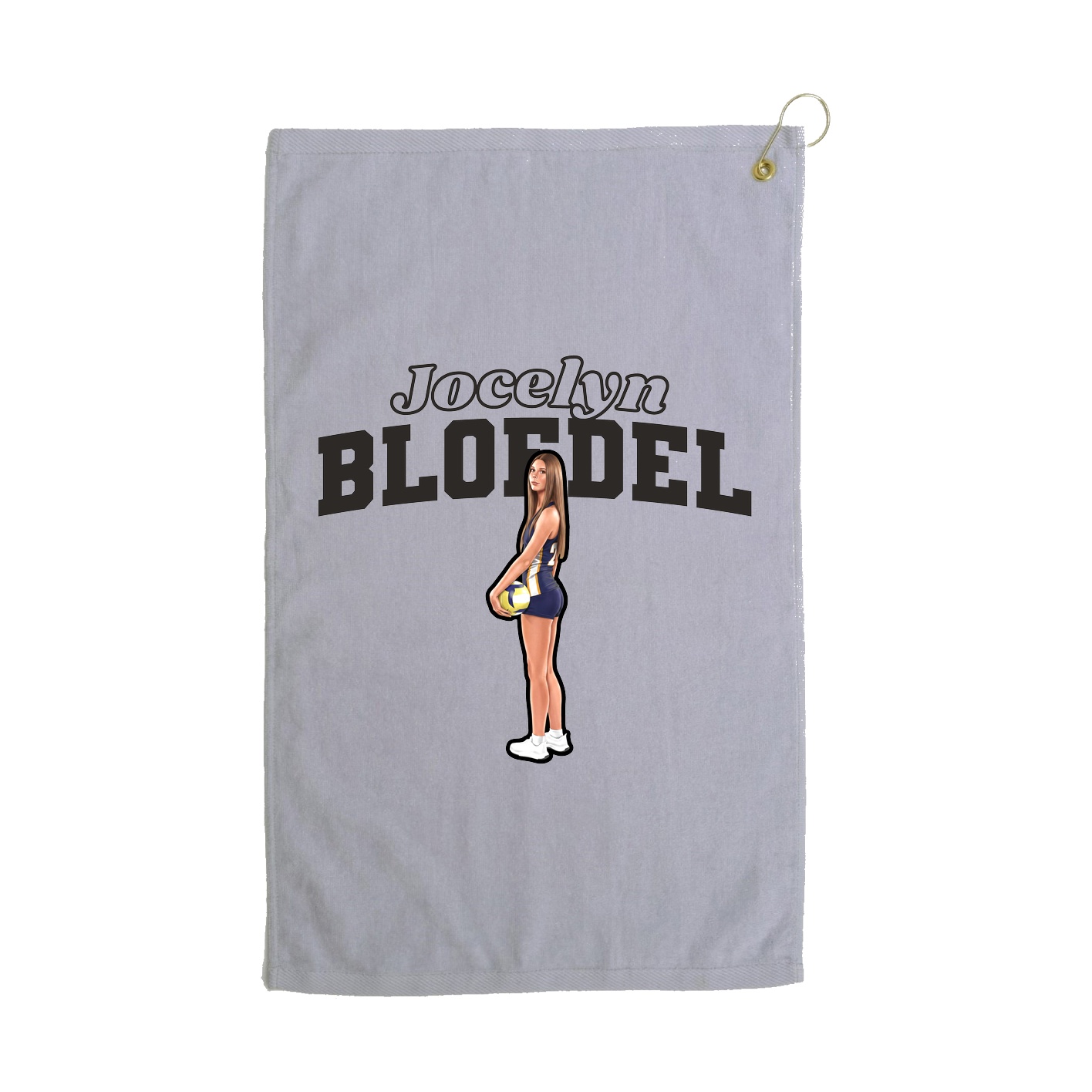 Golf Towel — Name Arch in Grey