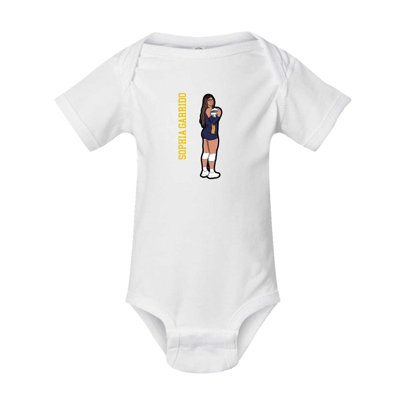 Baby Onesie — Name Vertical in White