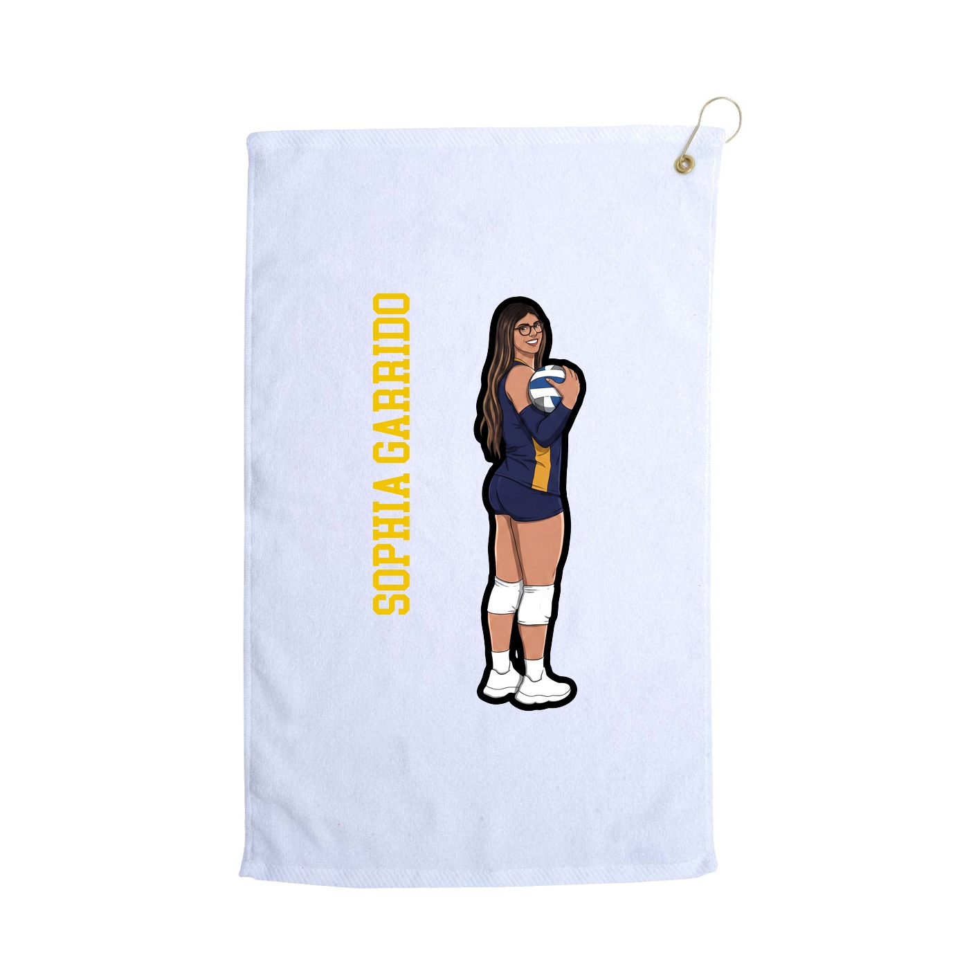 Golf Towel — Name Vertical in White