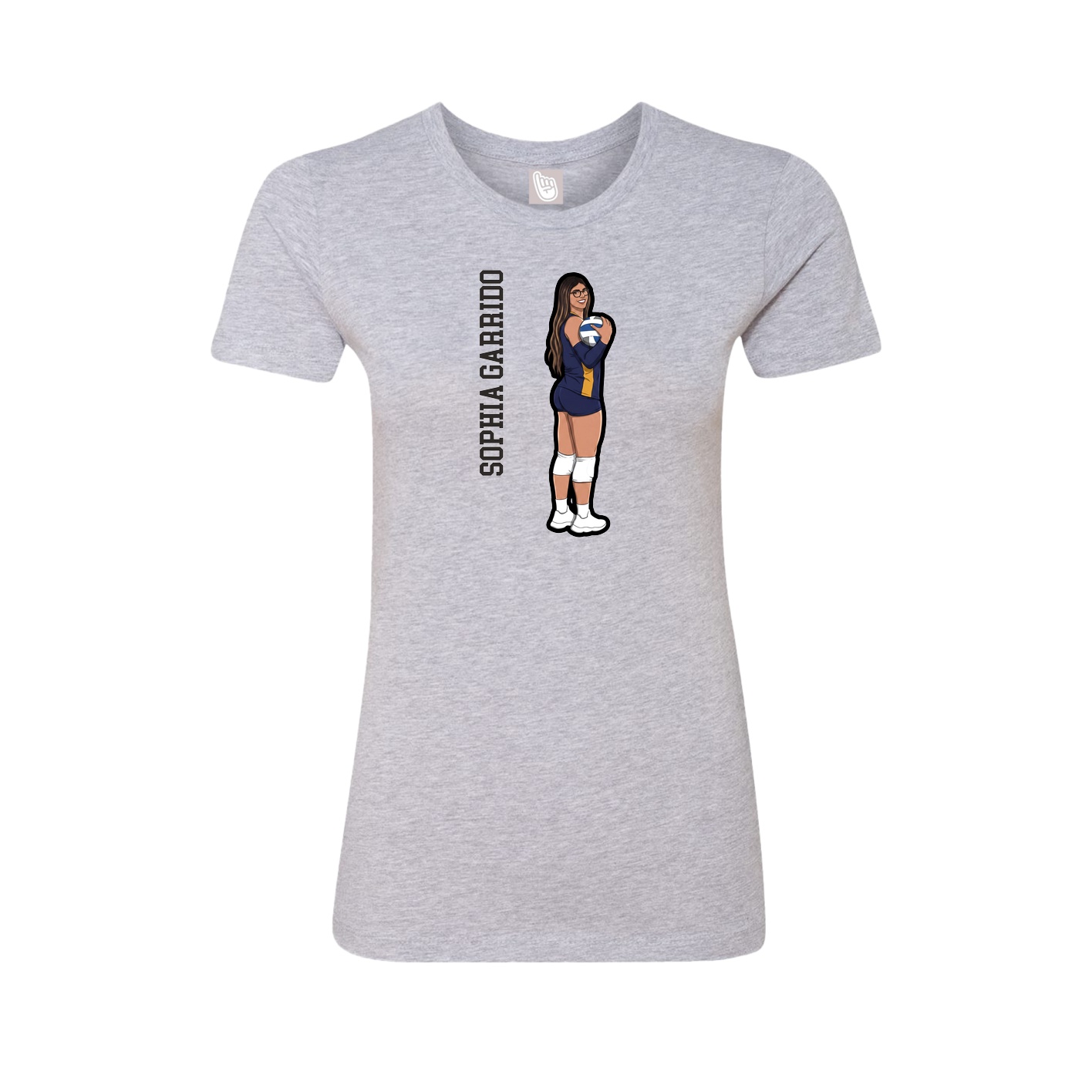 Fitted Women's Tee — Name Vertical in Grey