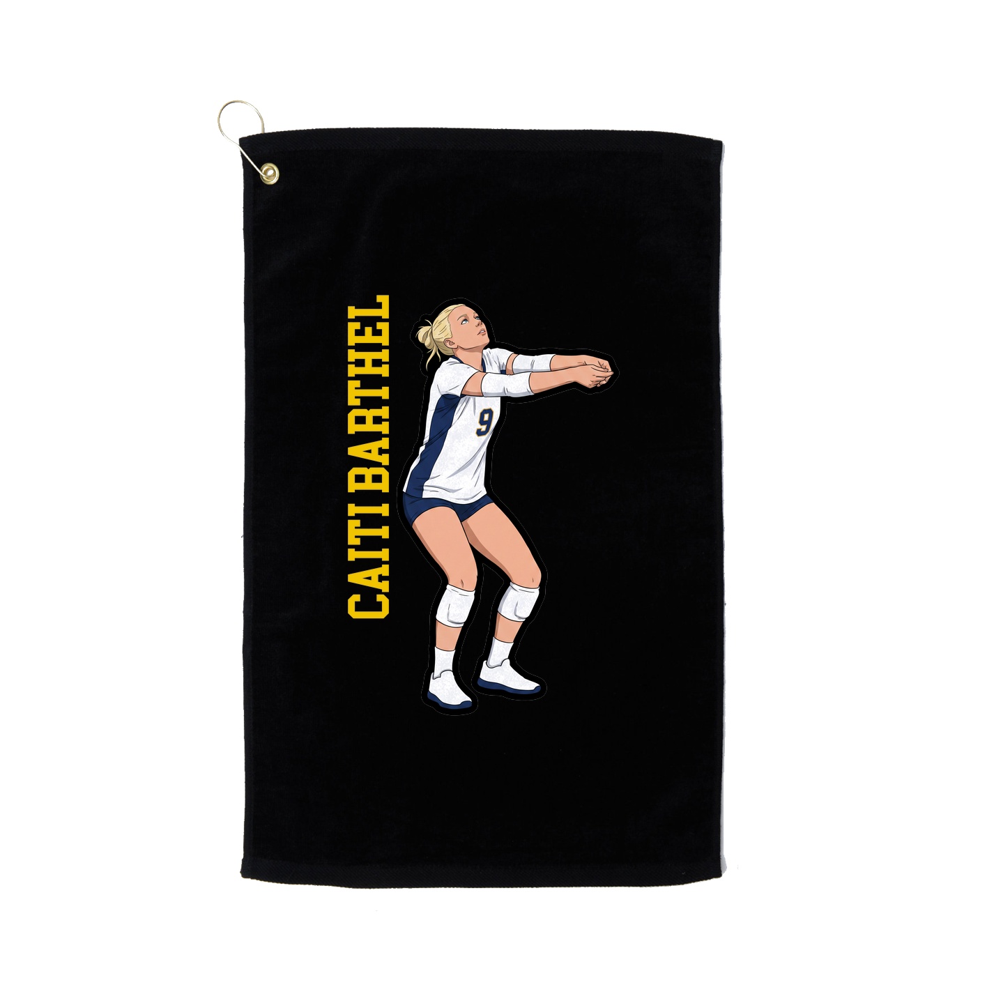 Golf Towel — Name Vertical in Black