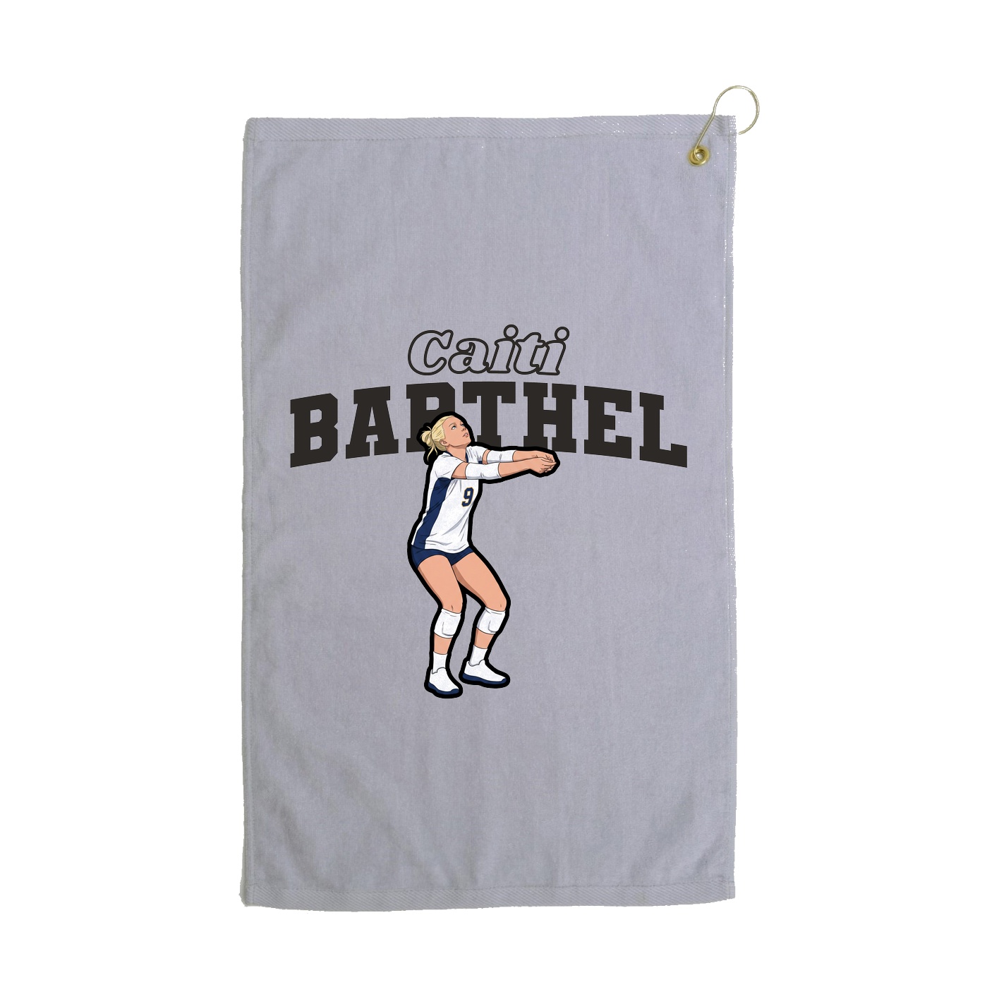 Golf Towel — Name Arch in Grey