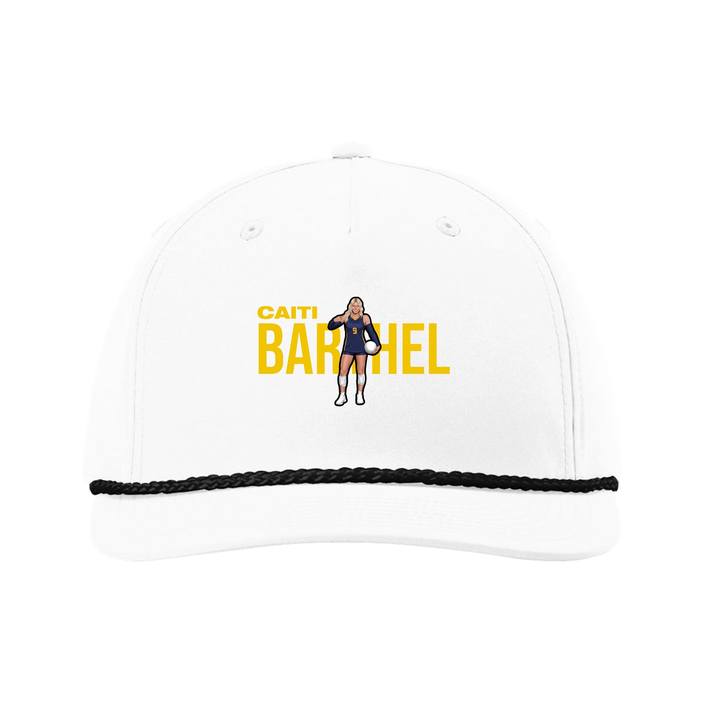 Five-Panel Classic Rope Cap — Player Name in White