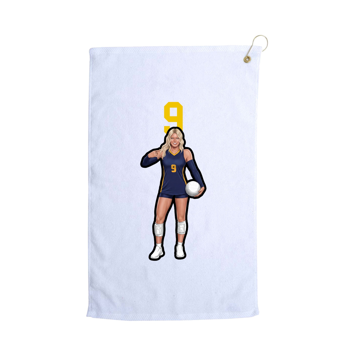 Golf Towel — Number Top in White