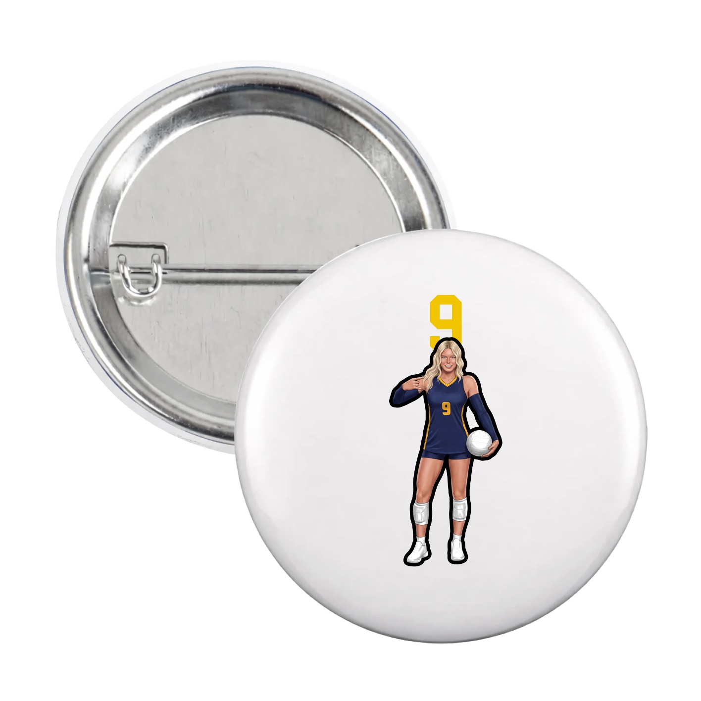Game Day Button — Number Top in White