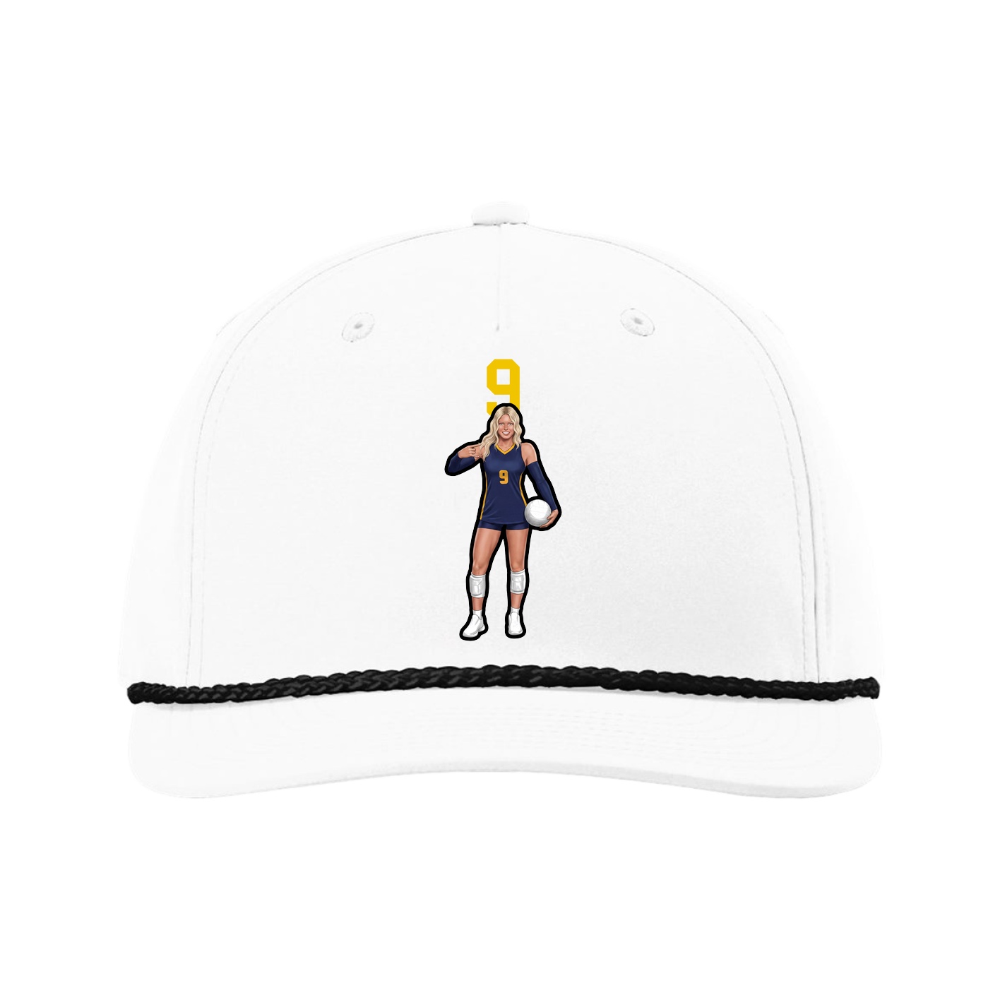 Five-Panel Classic Rope Cap — Number Top in White