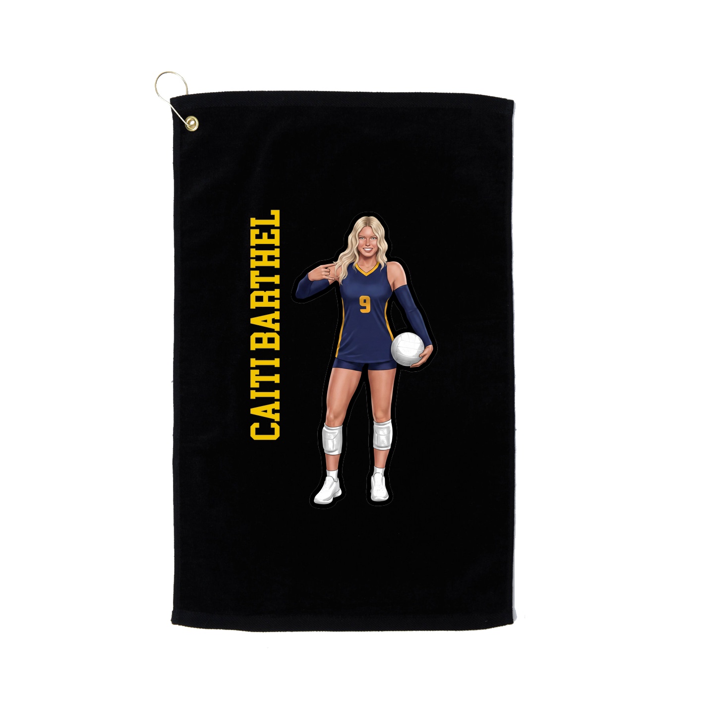 Golf Towel — Name Vertical in Black