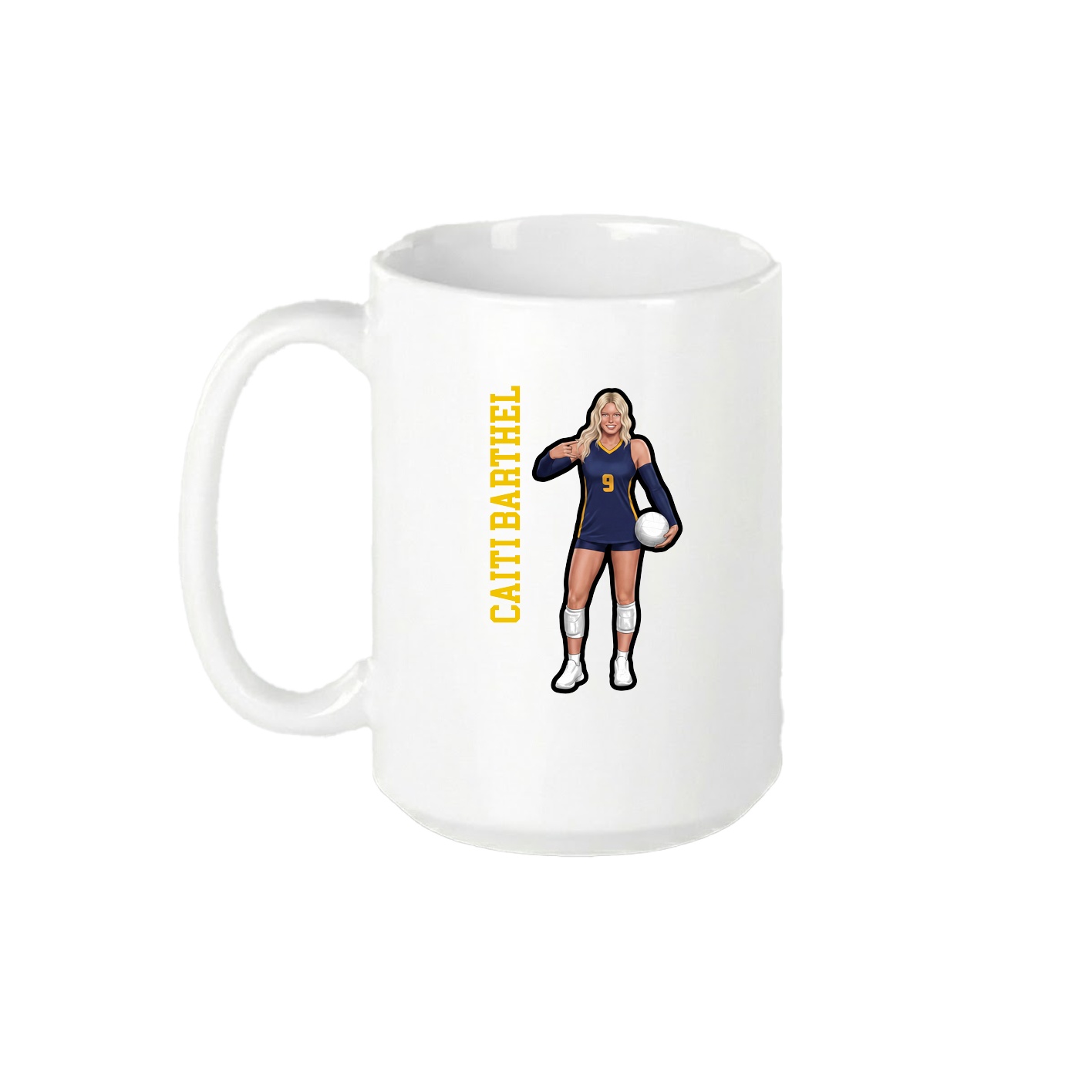 15oz Coffee Mug — Name Vertical in White