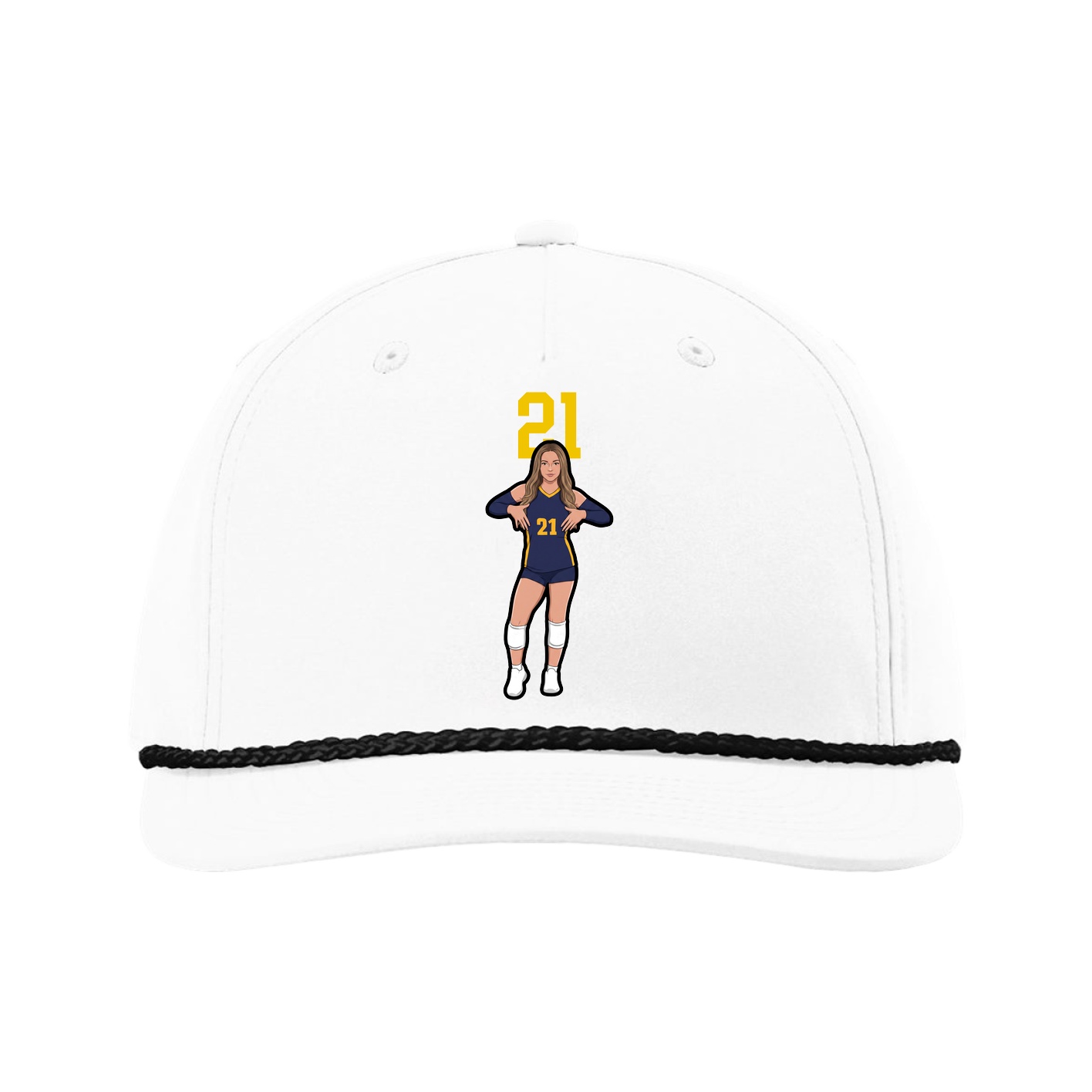Five-Panel Classic Rope Cap — Number Top in White