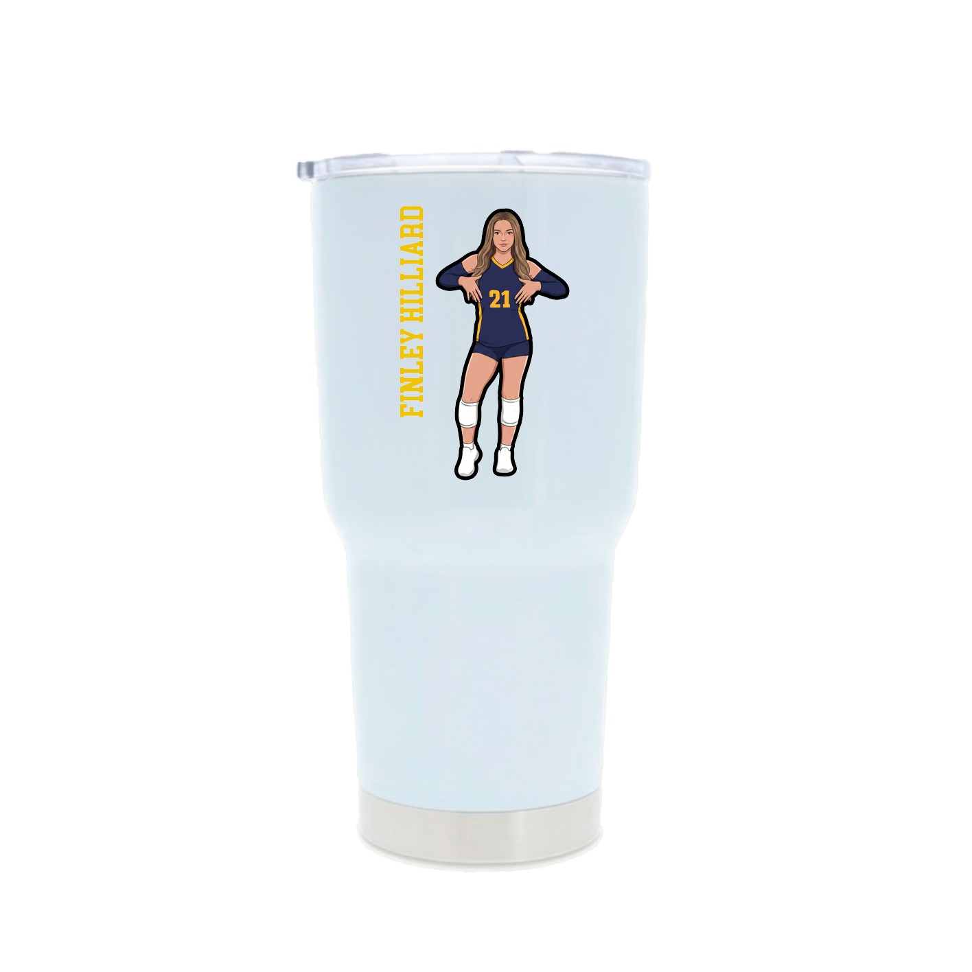 30oz Stainless Steel Tumbler — Name Vertical in White