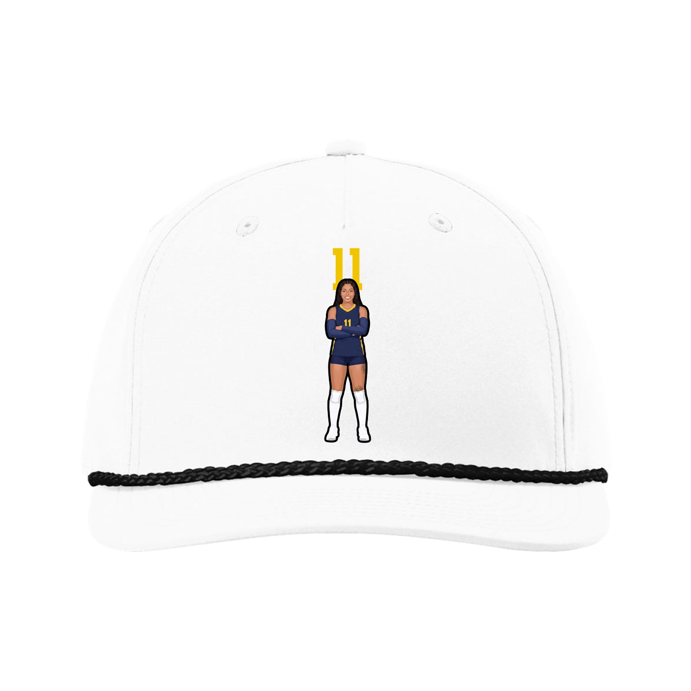 Five-Panel Classic Rope Cap — Number Top in White
