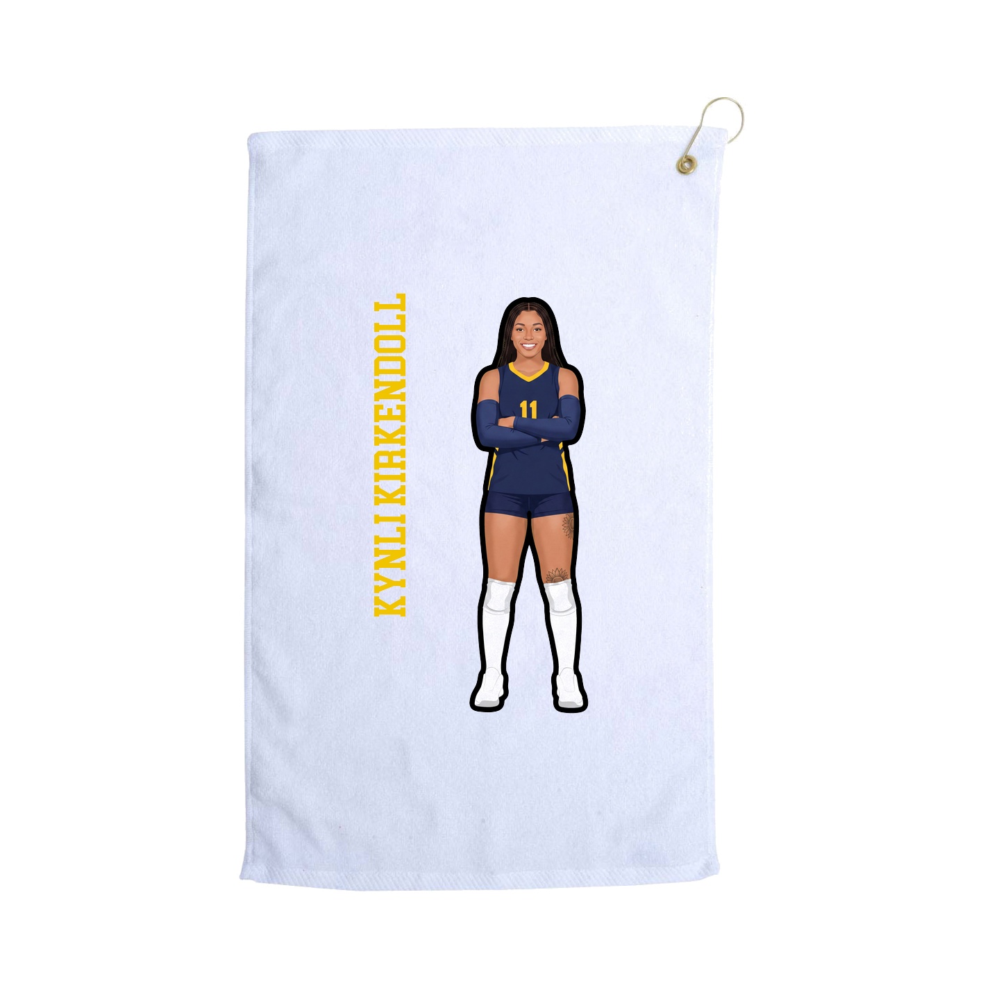 Golf Towel — Name Vertical in White