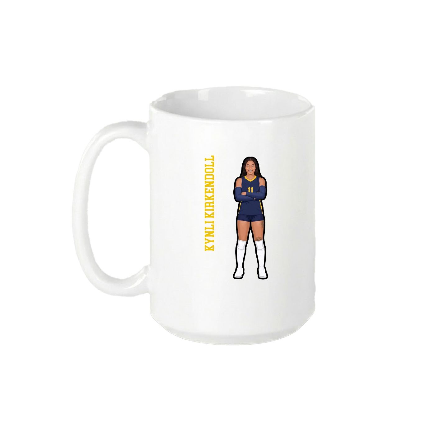 15oz Coffee Mug — Name Vertical in White
