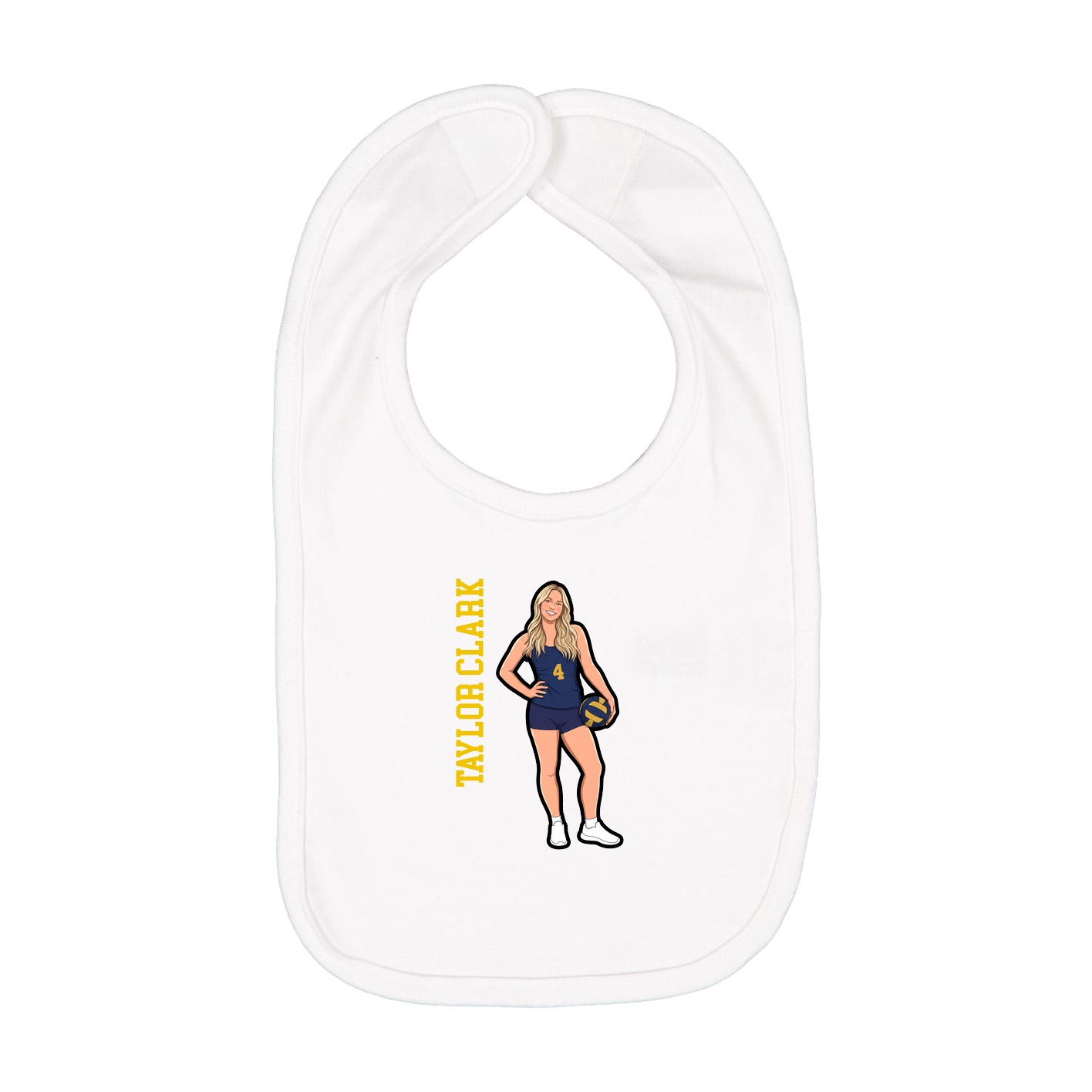 Infant Bib — Name Vertical in White