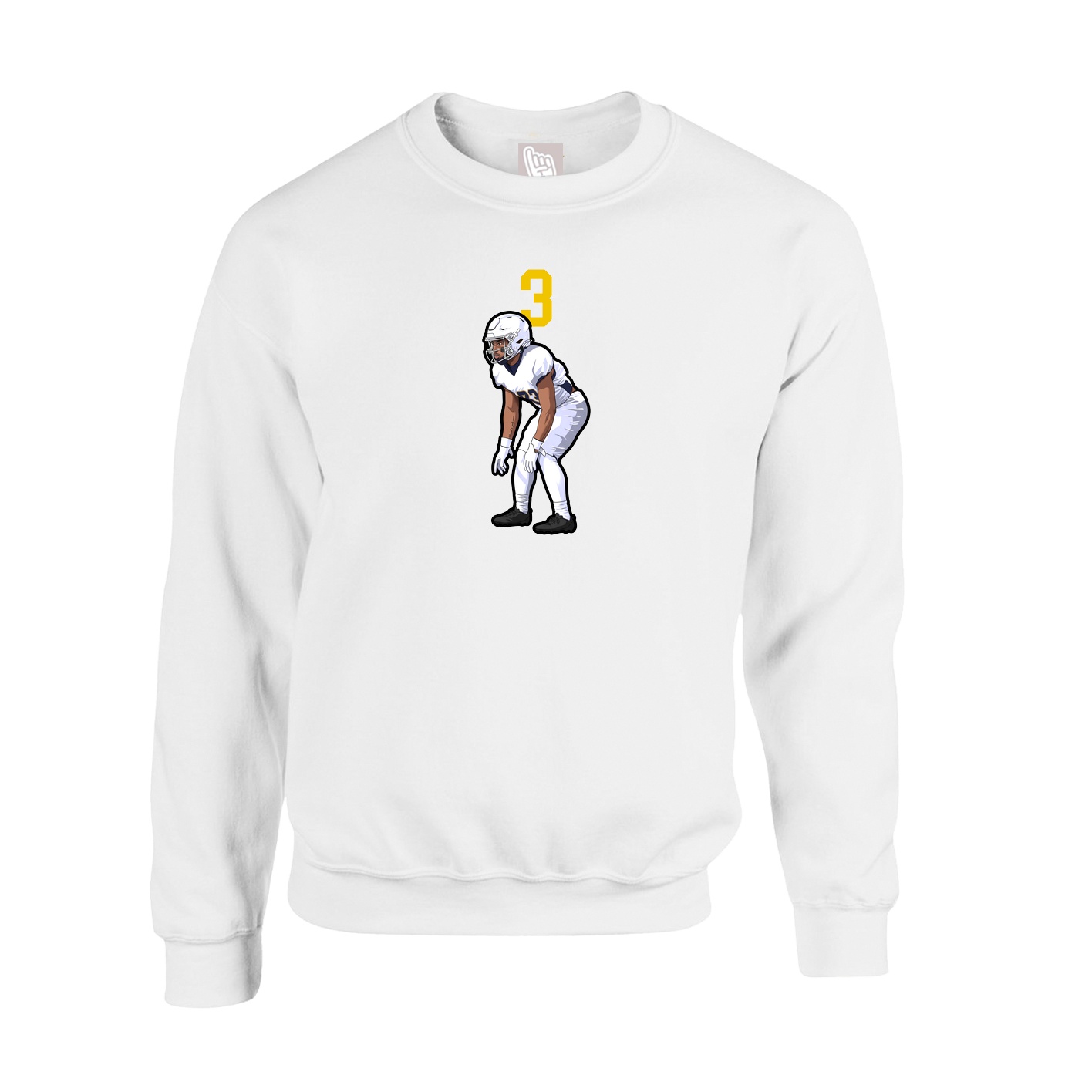 Fleece Crew — Number Top in White