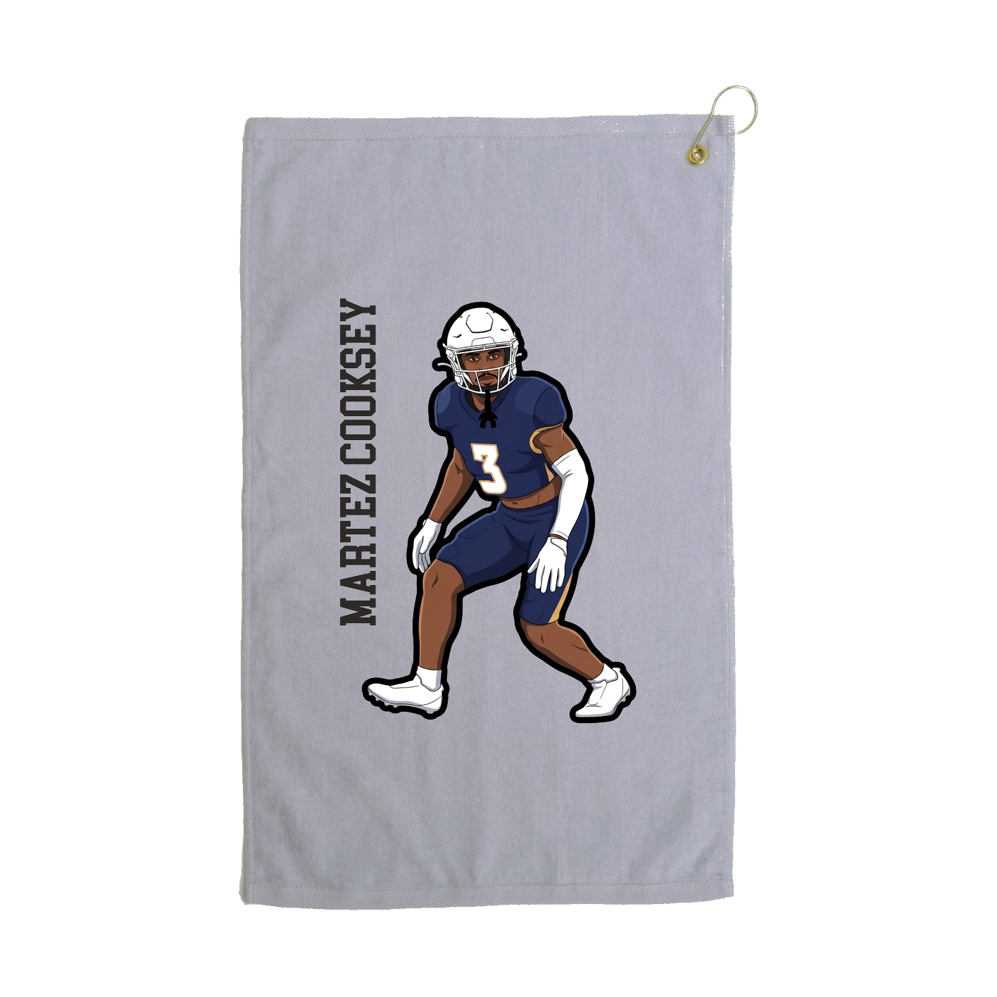 Golf Towel — Name Vertical in Grey