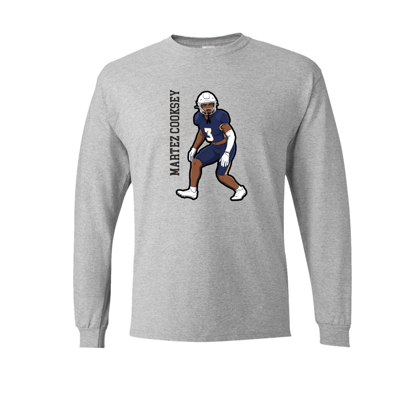 Long Sleeve Tee — Name Vertical in Grey