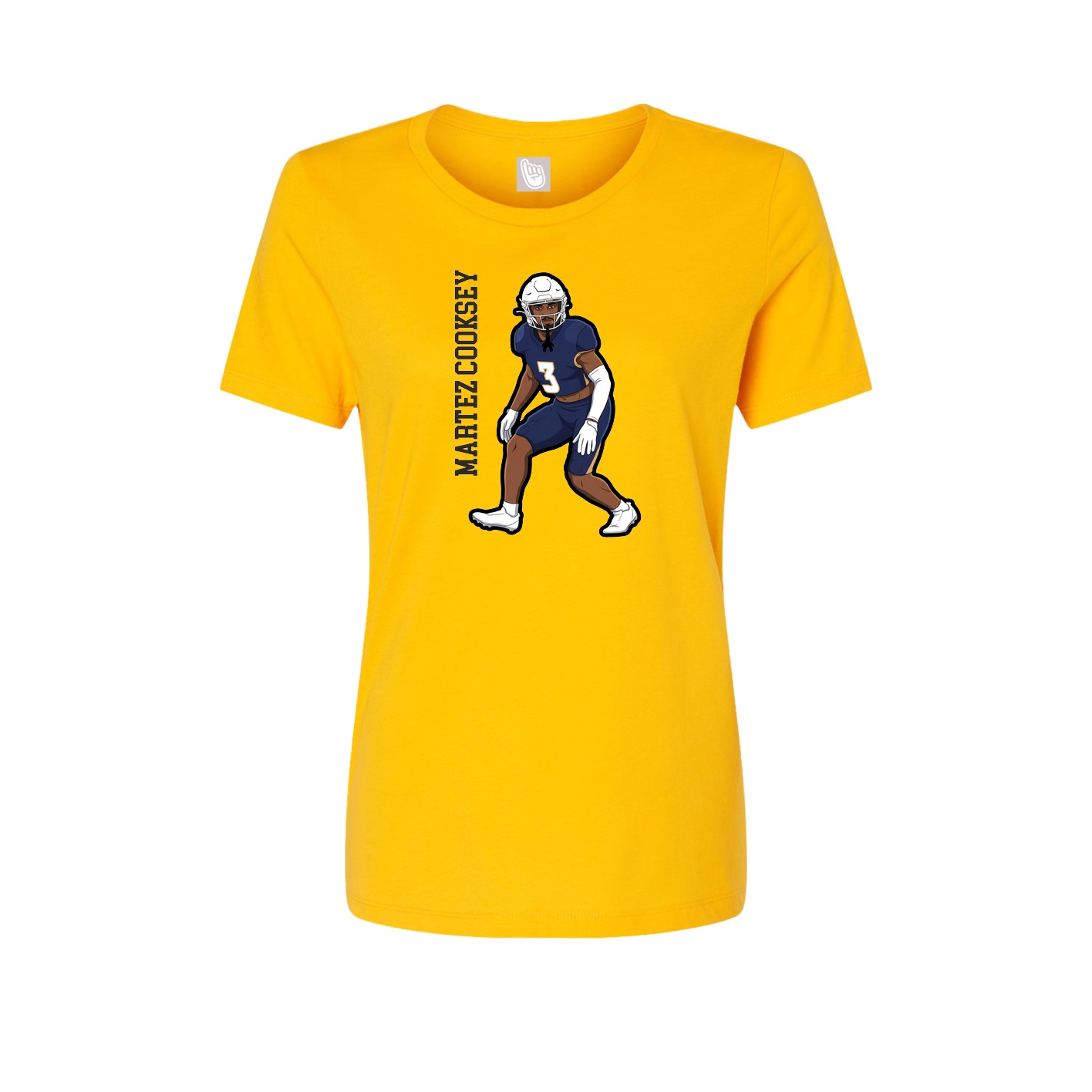 Womens Tee — Name Vertical in Gold