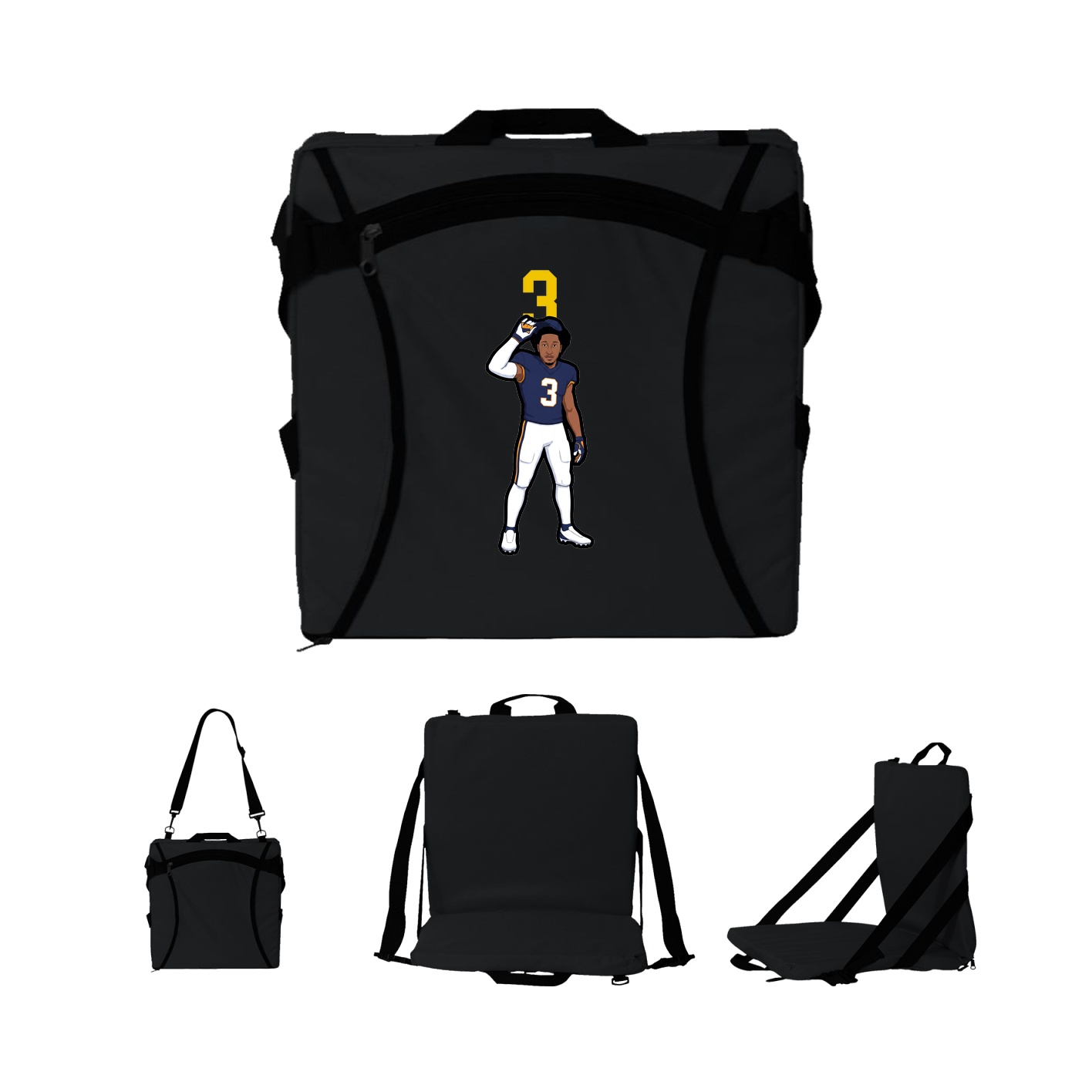 Folding Stadium Seat — Number Top in Black