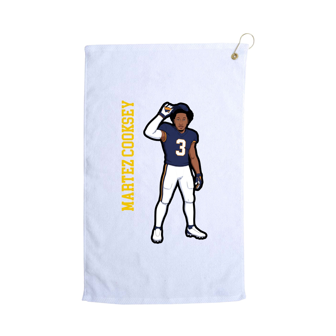 Golf Towel — Name Vertical in White