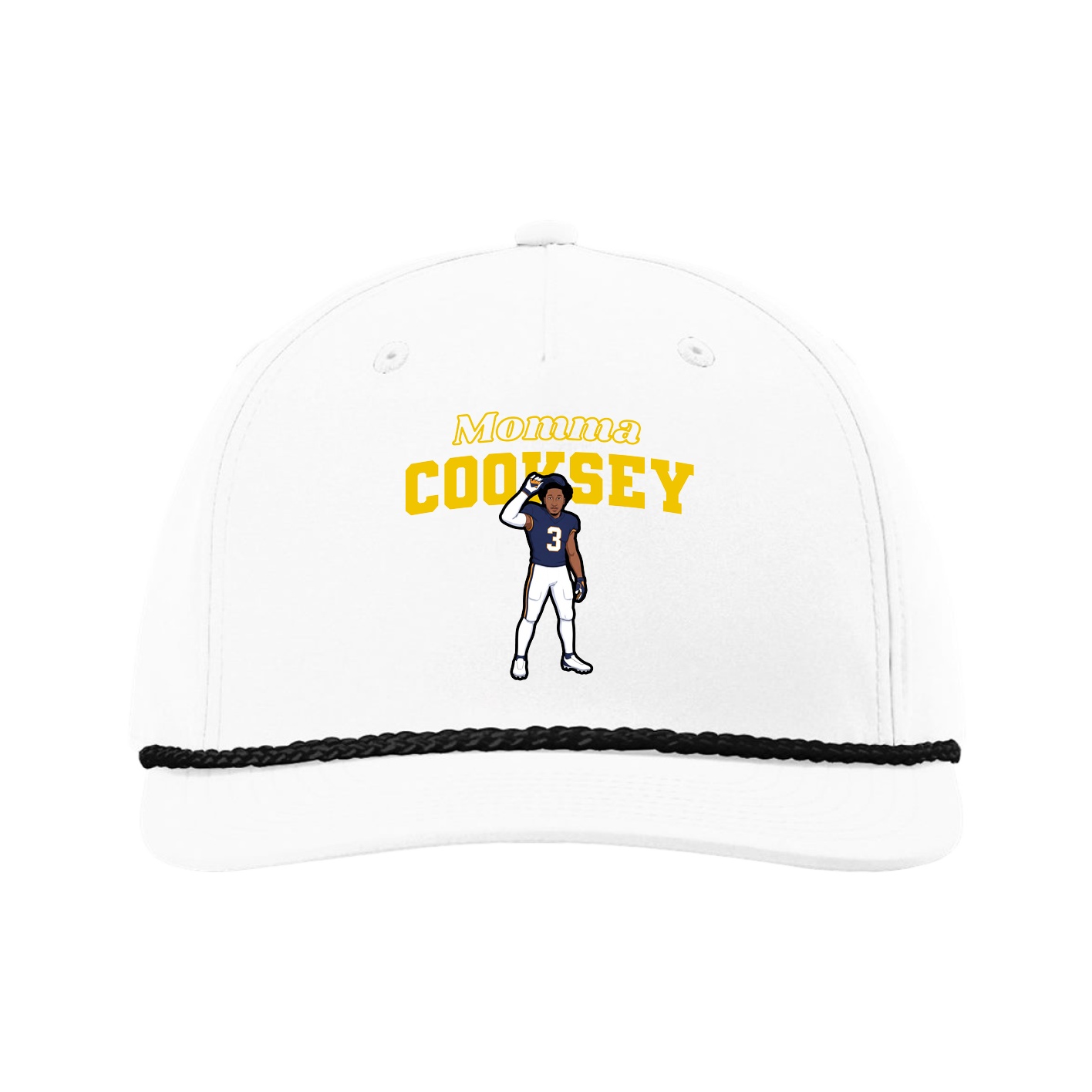 Five-Panel Classic Rope Cap — Mothers Day Block in White