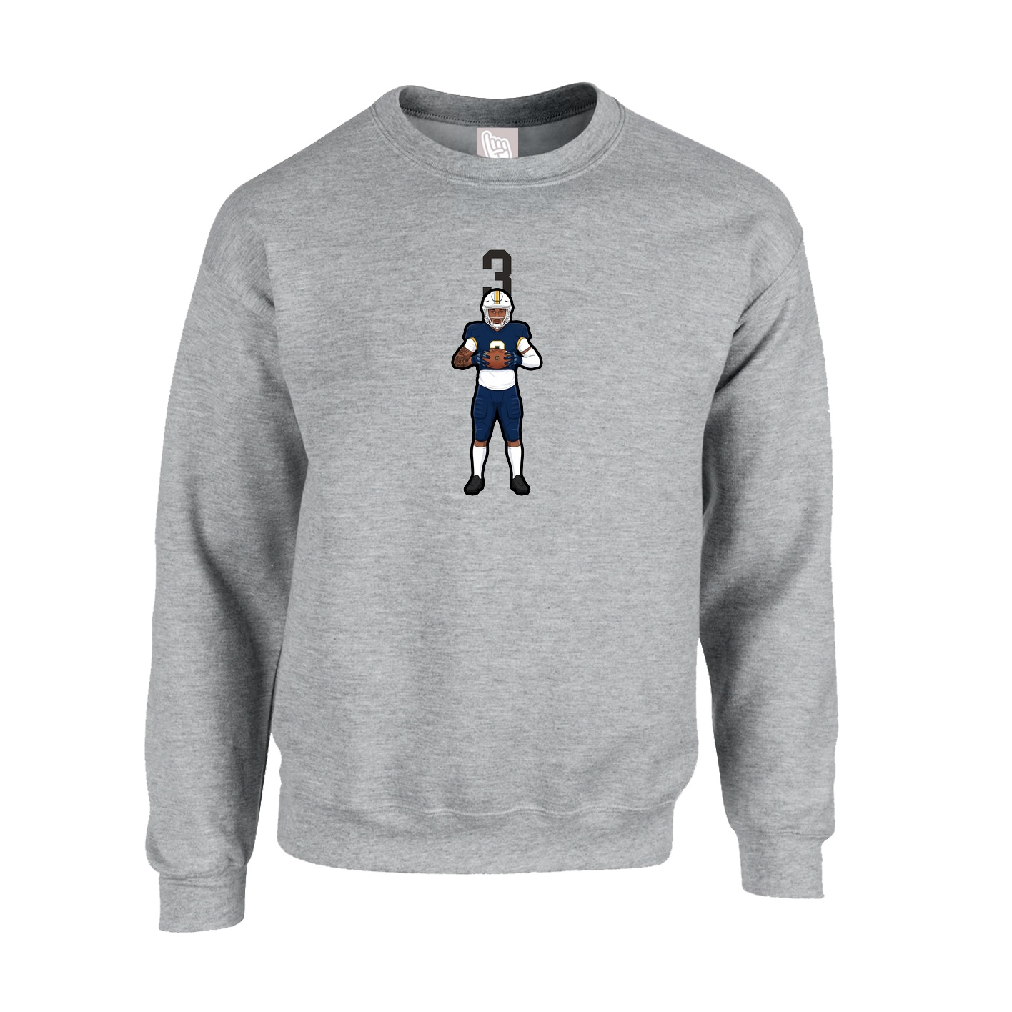 Fleece Crew — Number Top in Grey
