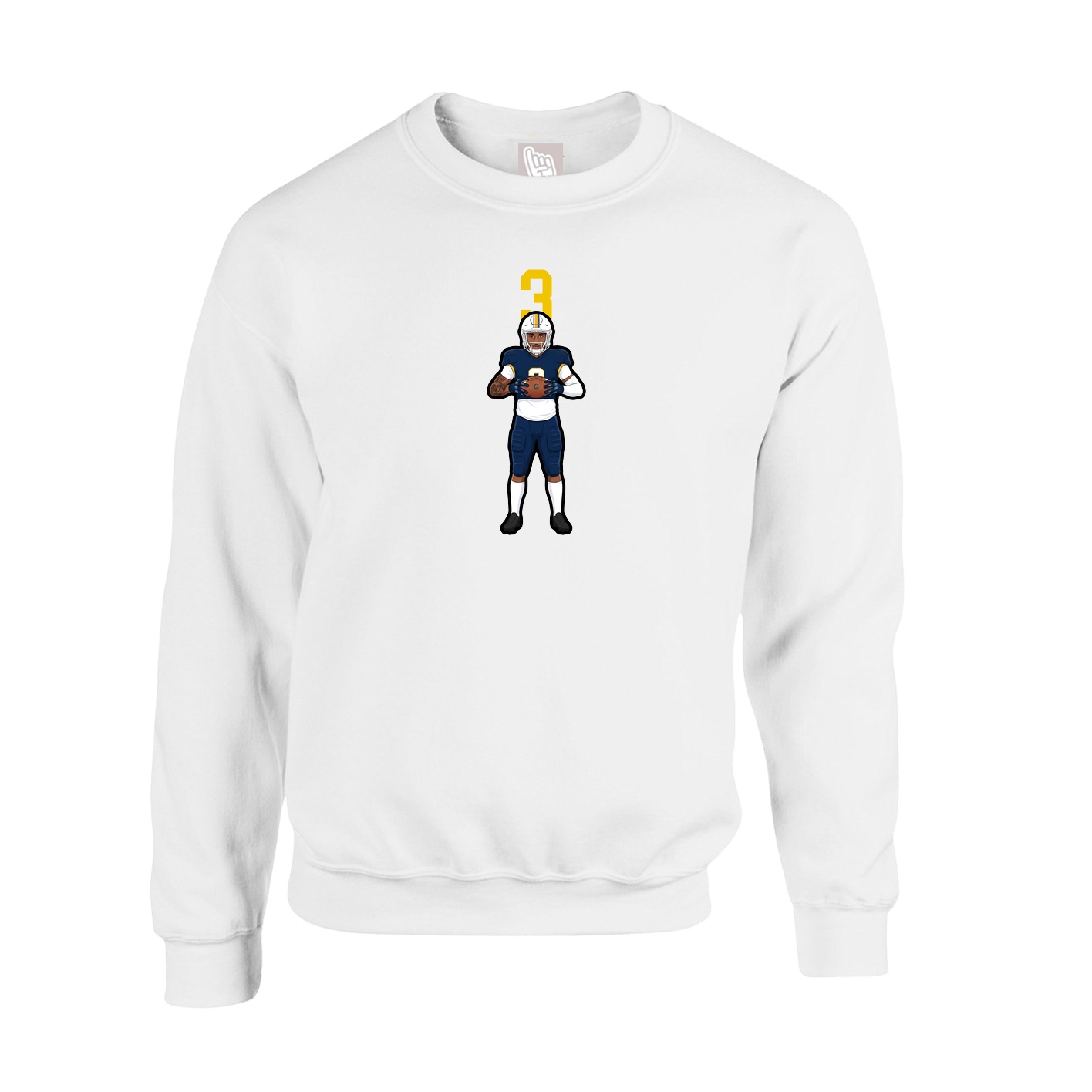 Fleece Crew — Number Top in White