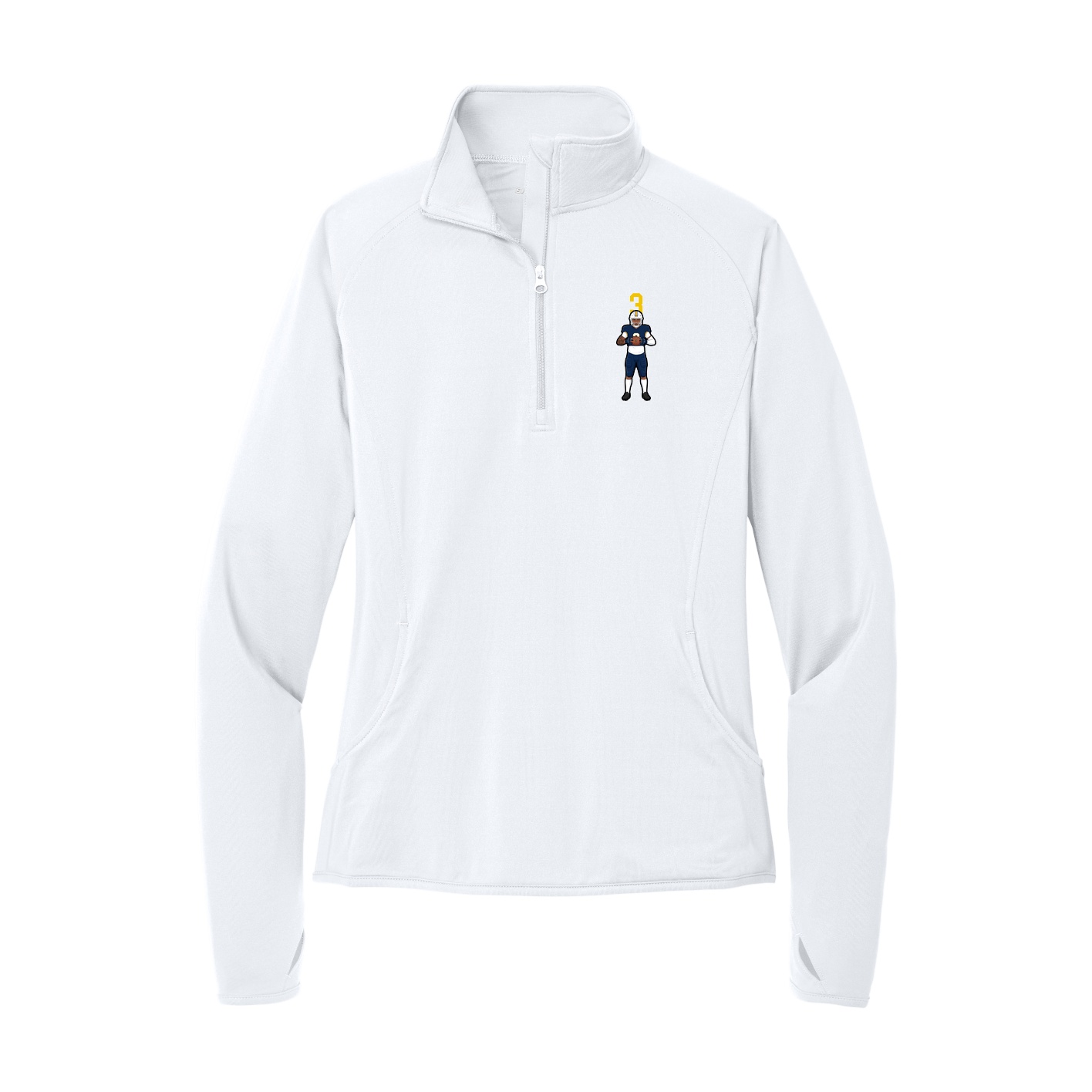 Women's Q-Zip Pullover — Number Top in White