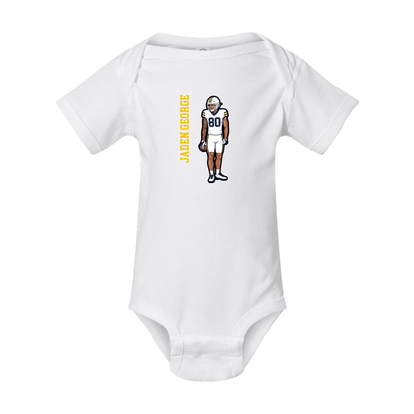 Baby Onesie — Name Vertical in White
