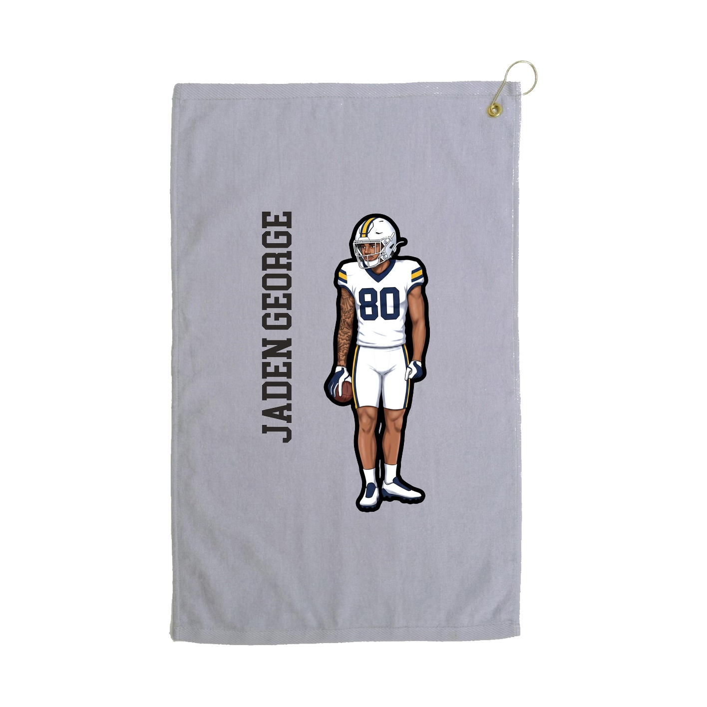 Golf Towel — Name Vertical in Grey